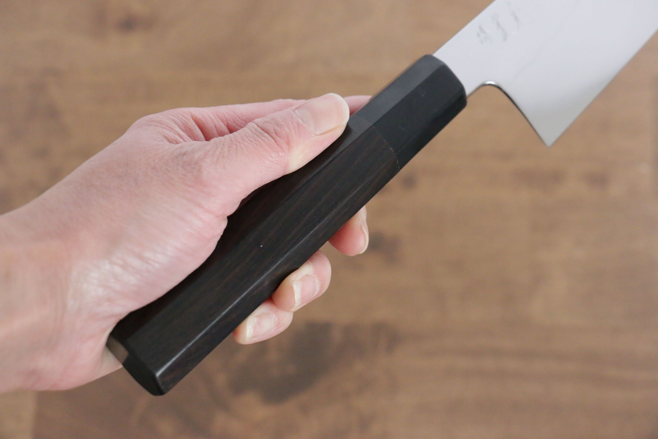 Jikko Fujisan Honyaki White Steel No.3 Mirrored Finish Kiritsuke Gyuto 210mm Ebony Wood Handle - Japanny - Best Japanese Knife