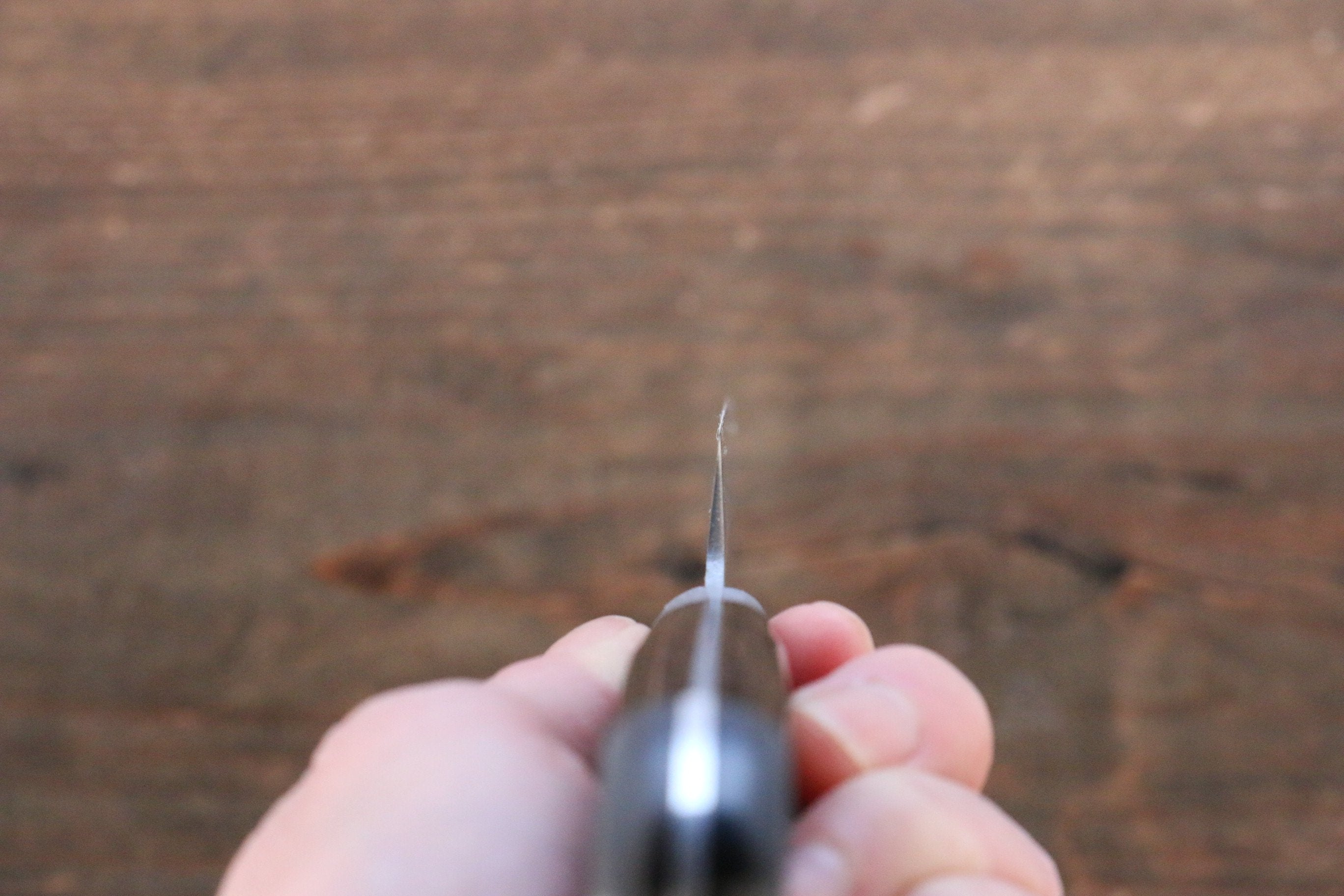 Seisuke AUS8 Hammered Petty-Utility 135mm Brown Pakka wood Handle - Japanny - Best Japanese Knife