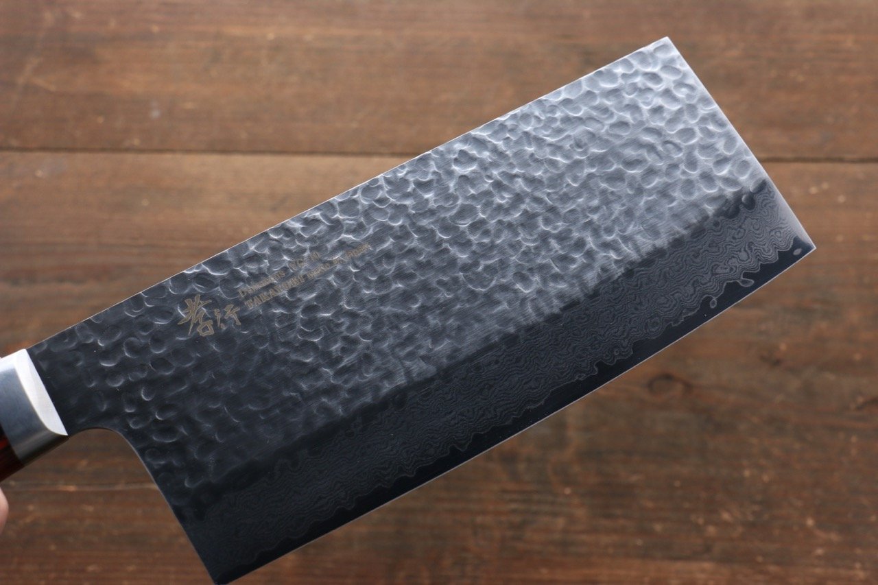 Sakai Takayuki VG10 33 Layer Damascus Chinese Cleaver 195mm Mahogany Pakka wood Handle - Japanny - Best Japanese Knife