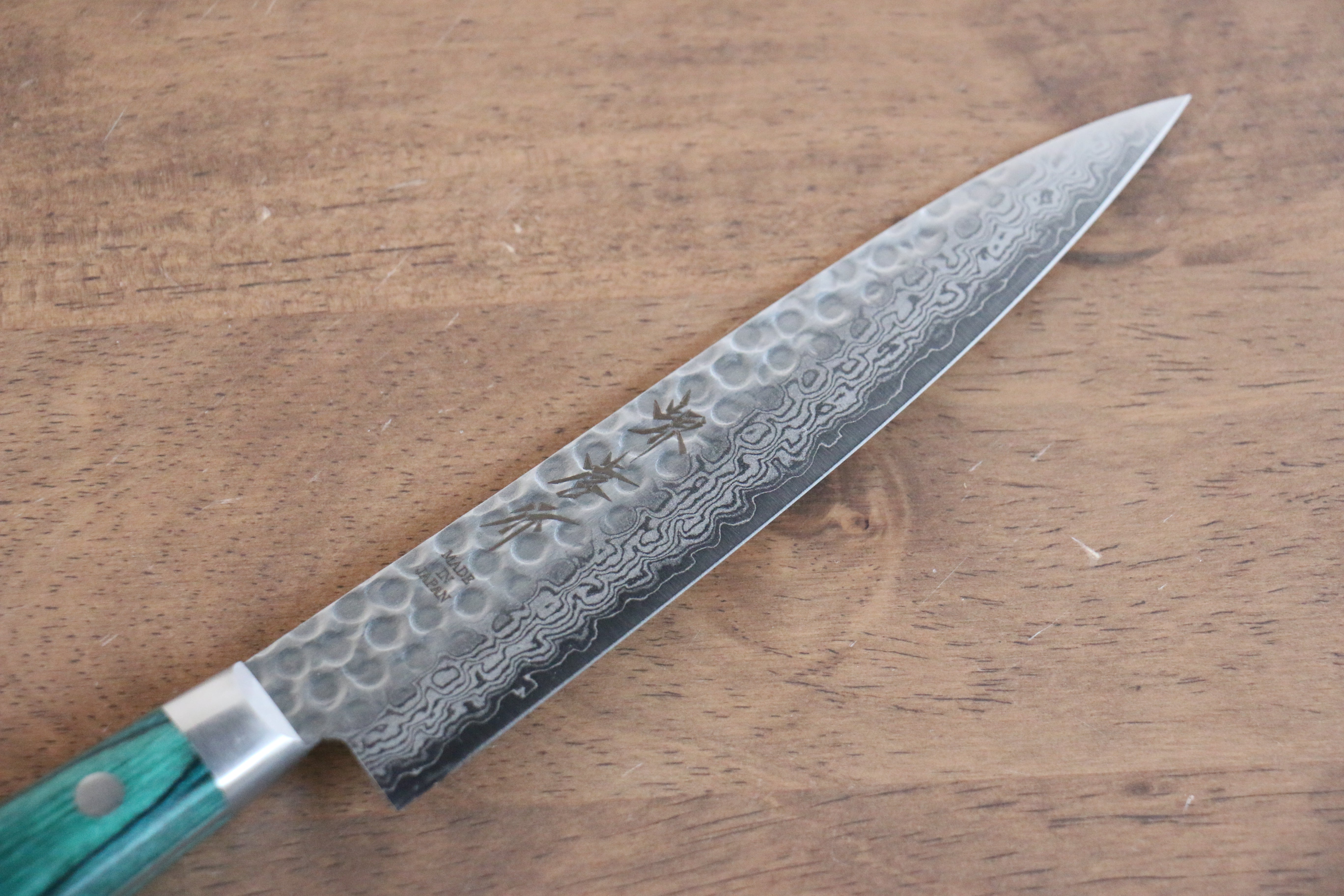 Sakai Takayuki VG10 17 Layer Damascus Petty-Utility 135mm Green Pakka wood Handle - Japanny - Best Japanese Knife