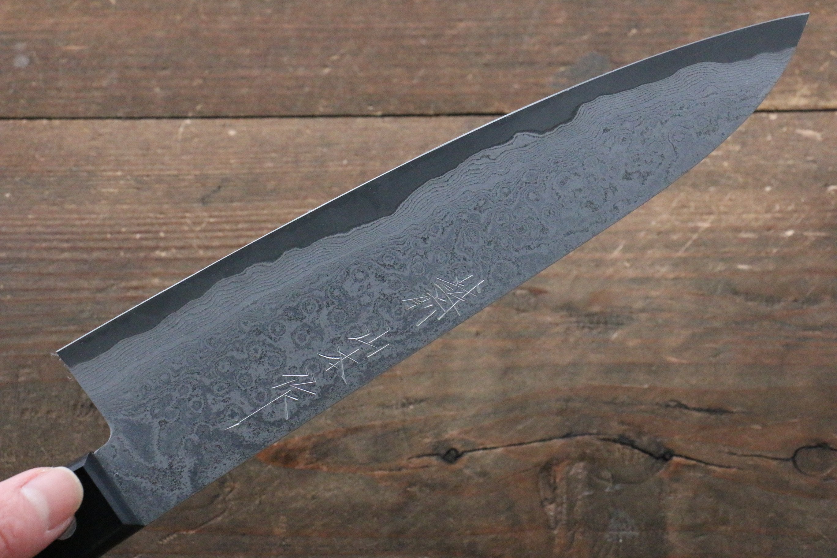 Nao Yamamoto VG10 Black Damascus Gyuto 200mm Black Pakka wood Handle - Japanny - Best Japanese Knife