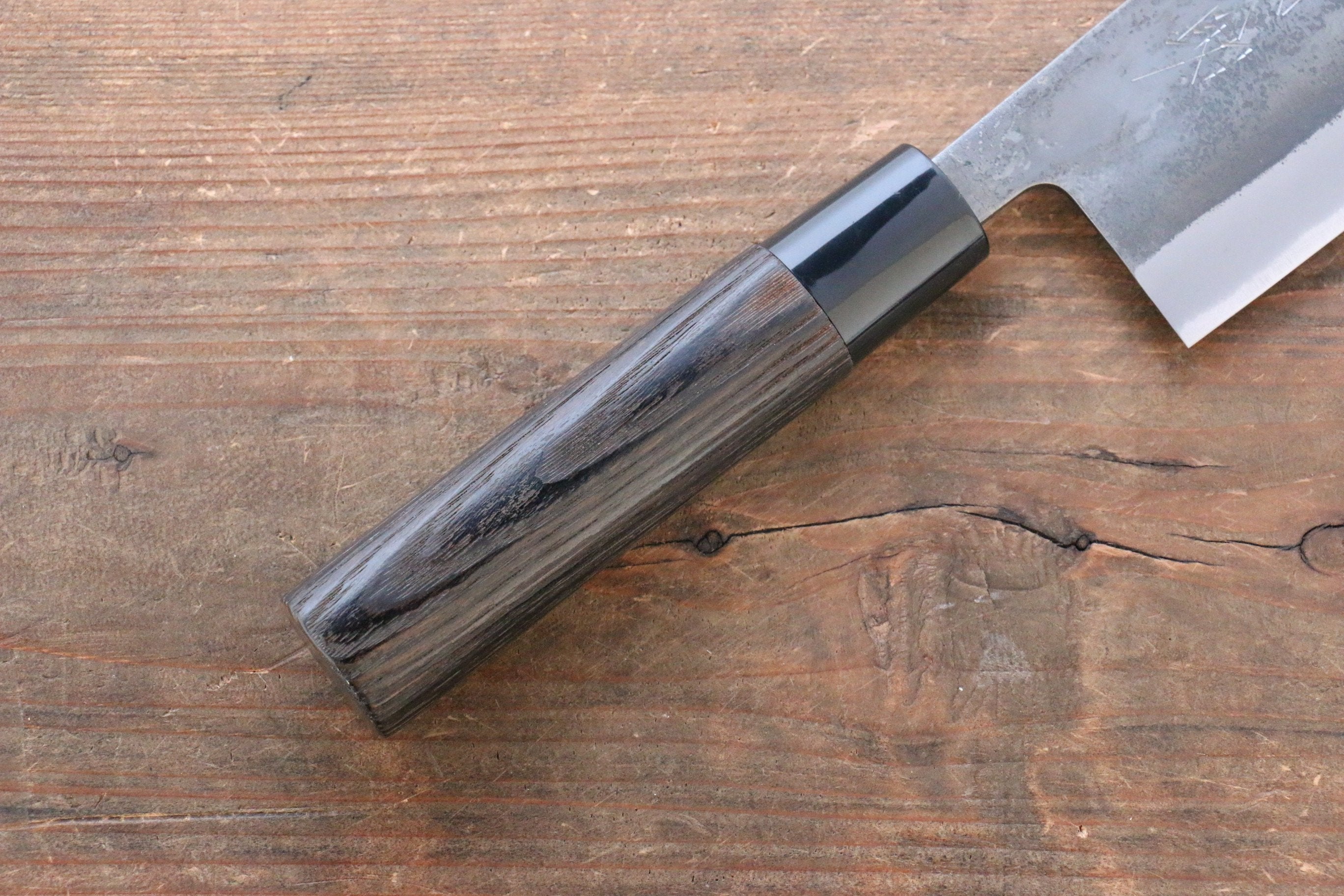 Seisuke White Steel Kurouchi Nakiri 165mm Burnt Chestnut Handle - Japanny - Best Japanese Knife