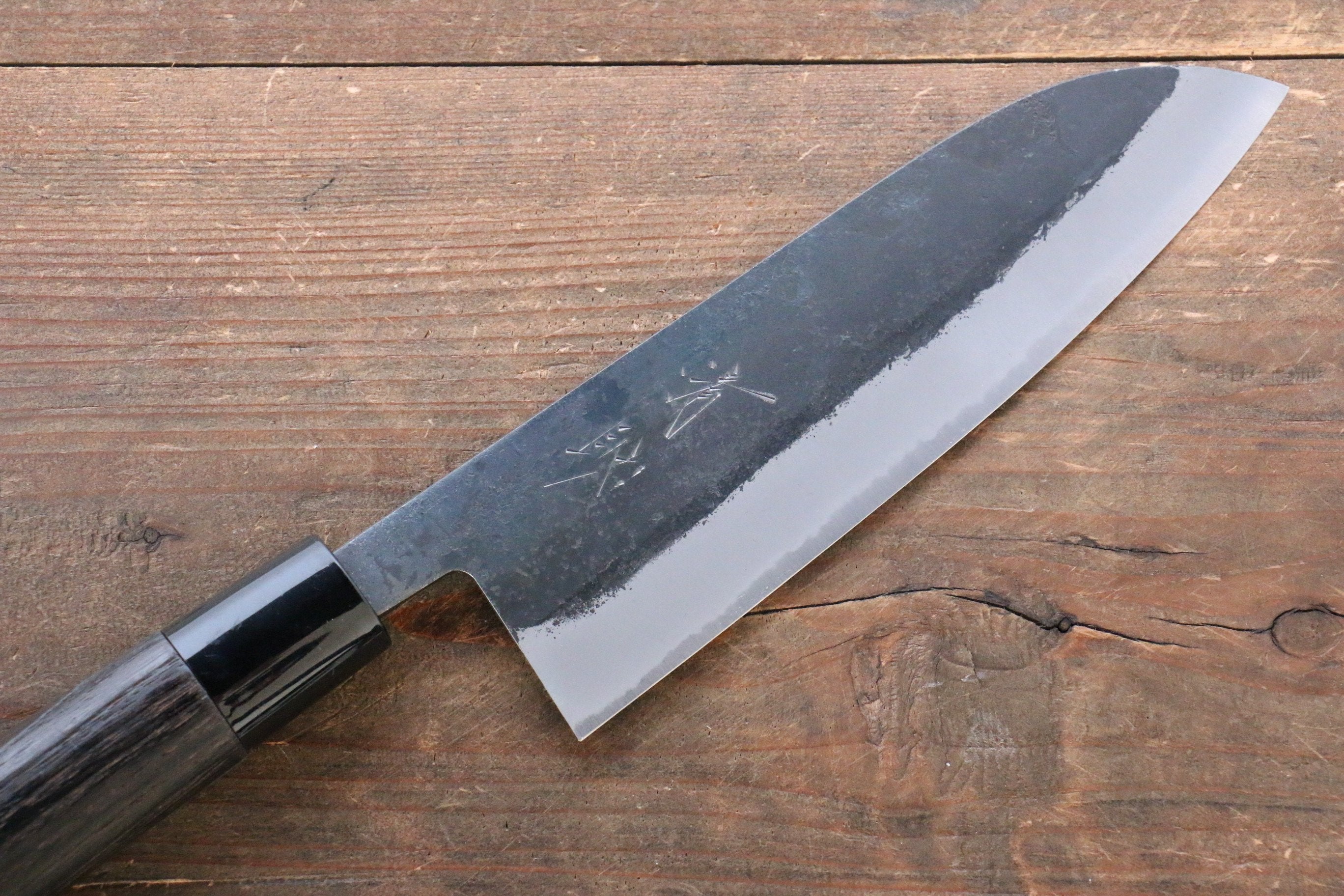 Seisuke White Steel Kurouchi Santoku 165mm Burnt Chestnut Handle - Japanny - Best Japanese Knife
