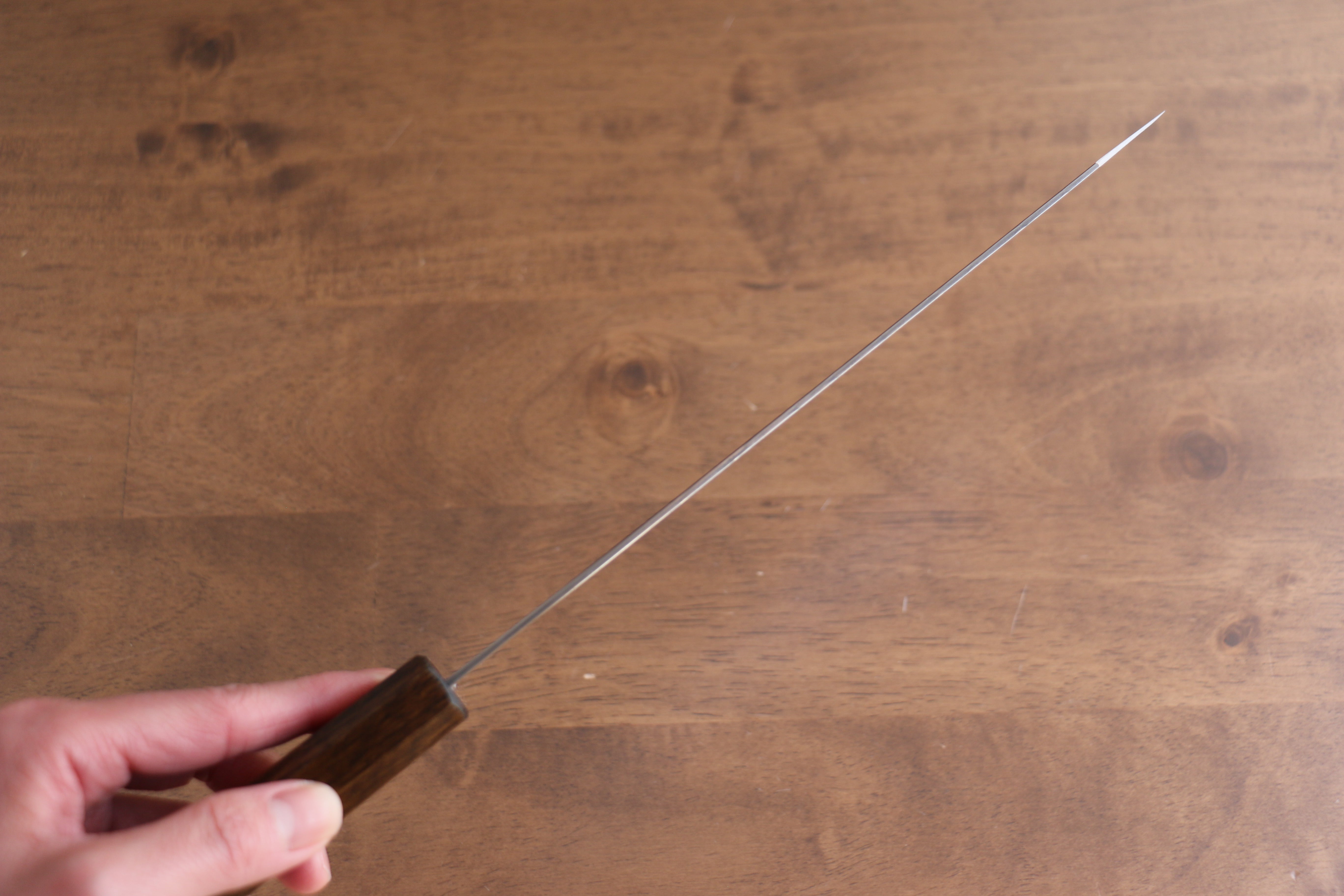 Seisuke Nami AUS10 Mirrored Finish Damascus Kiritsuke Gyuto 210mm Oak Handle - Japanny - Best Japanese Knife