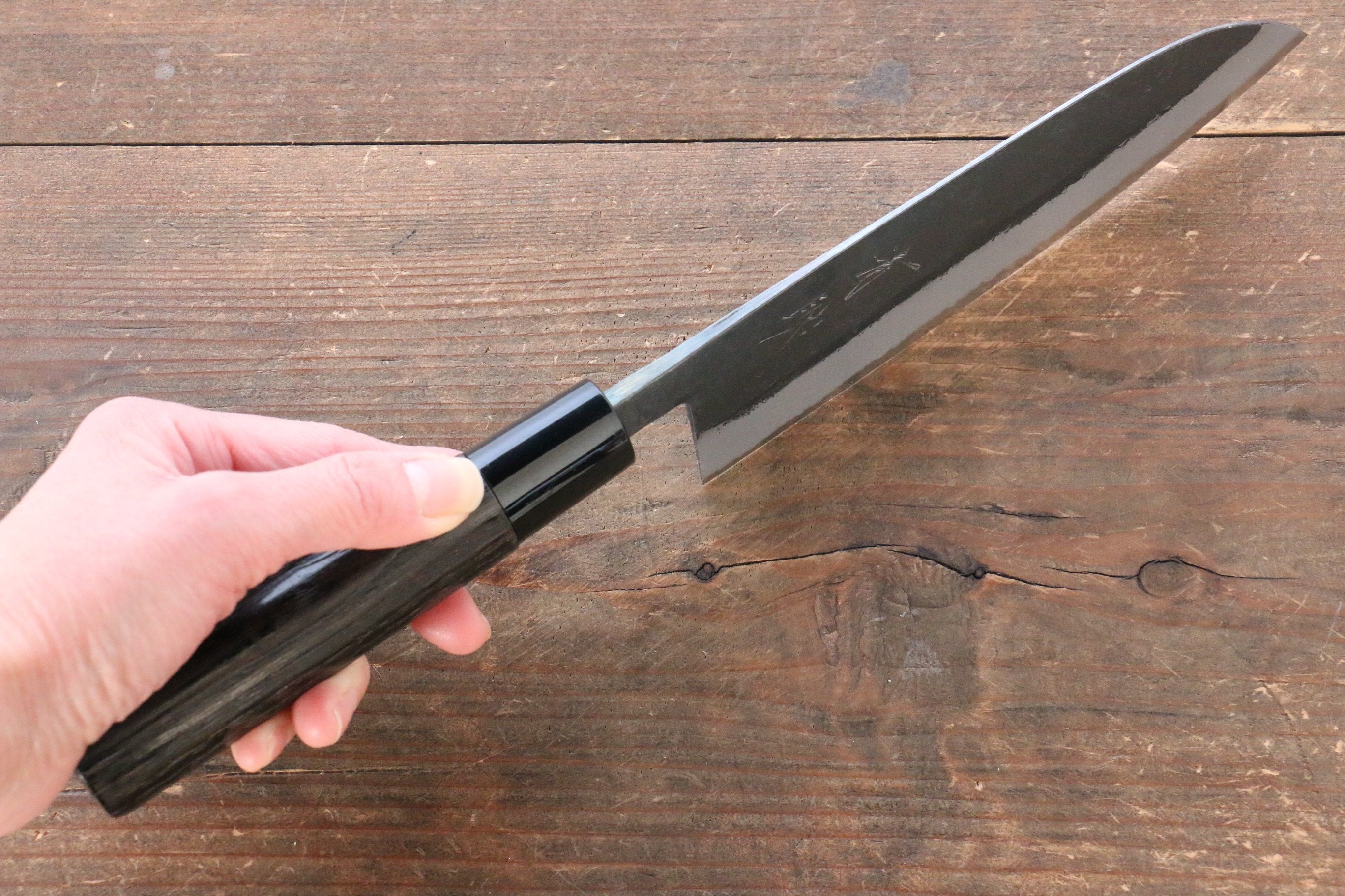 Seisuke White Steel Kurouchi Santoku 165mm Burnt Chestnut Handle - Japanny - Best Japanese Knife