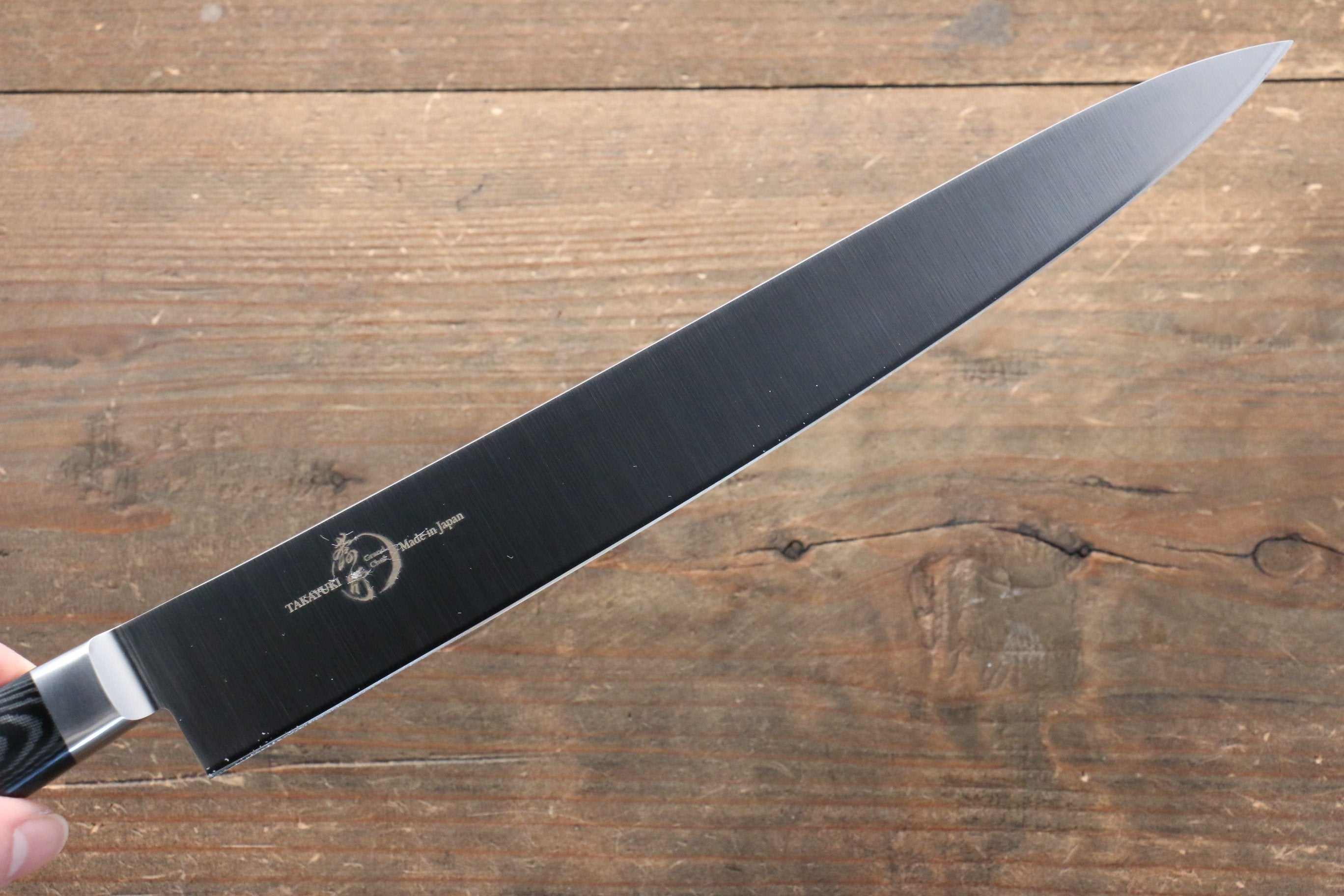 Sakai Takayuki Grand Chef Grand Chef Swedish Steel-stn Sujihiki 240mm Black Micarta Handle - Japanny - Best Japanese Knife