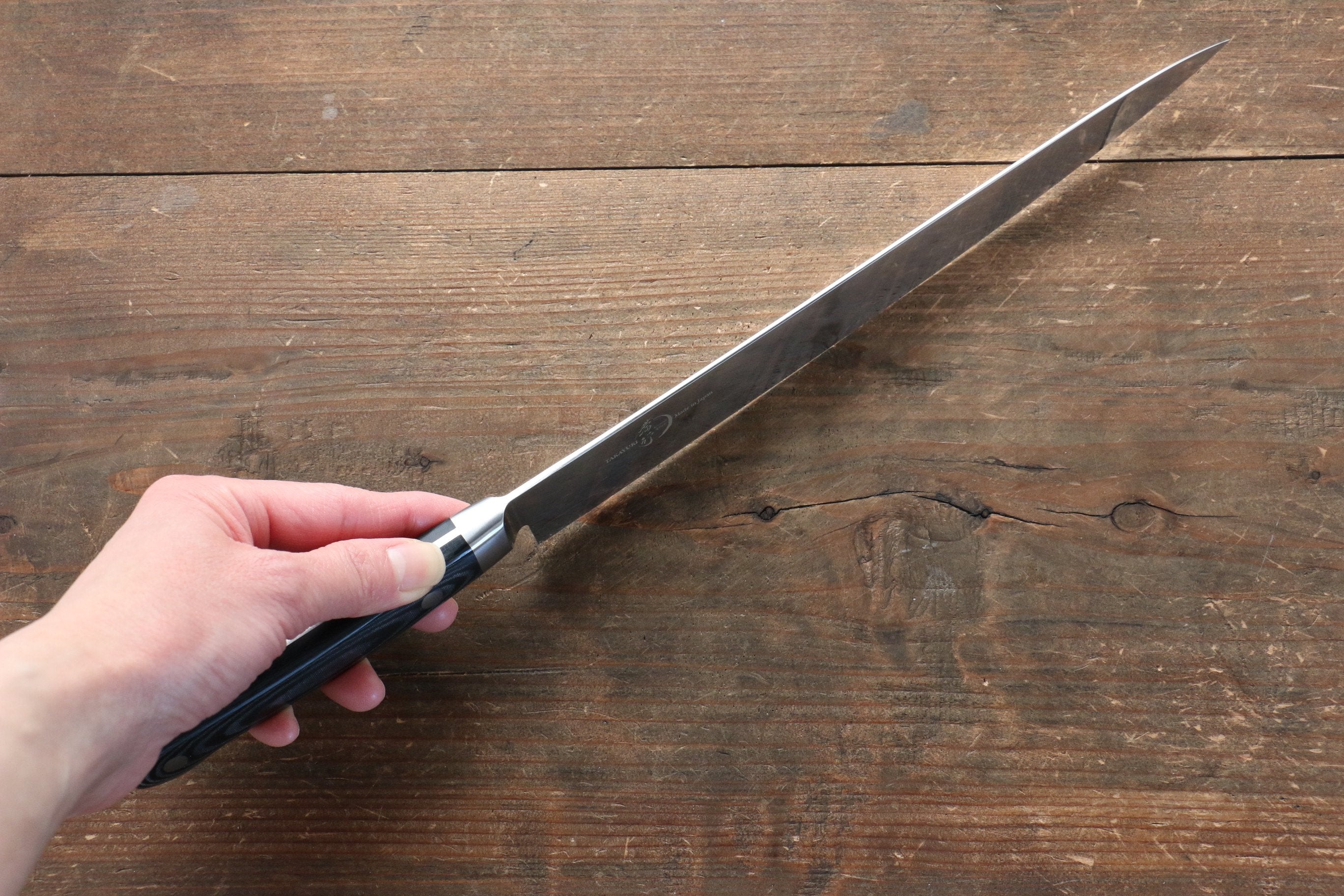 Sakai Takayuki Grand Chef Grand Chef Swedish Steel-stn Sujihiki 240mm Black Micarta Handle - Japanny - Best Japanese Knife