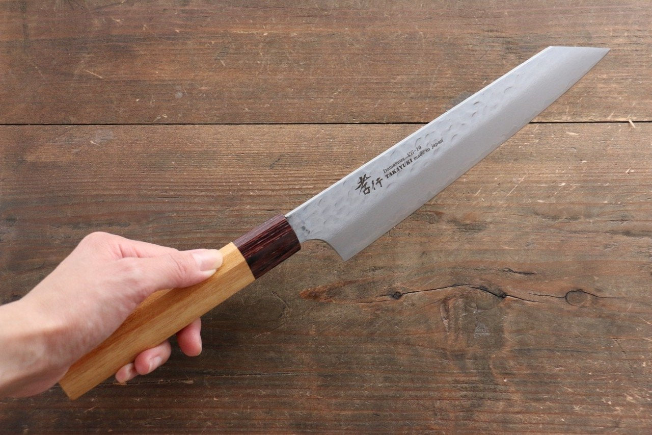 Sakai Takayuki VG10 33 Layer Damascus Kengata Santoku 160mm Keyaki (Japanese Elm) Handle - Japanny - Best Japanese Knife
