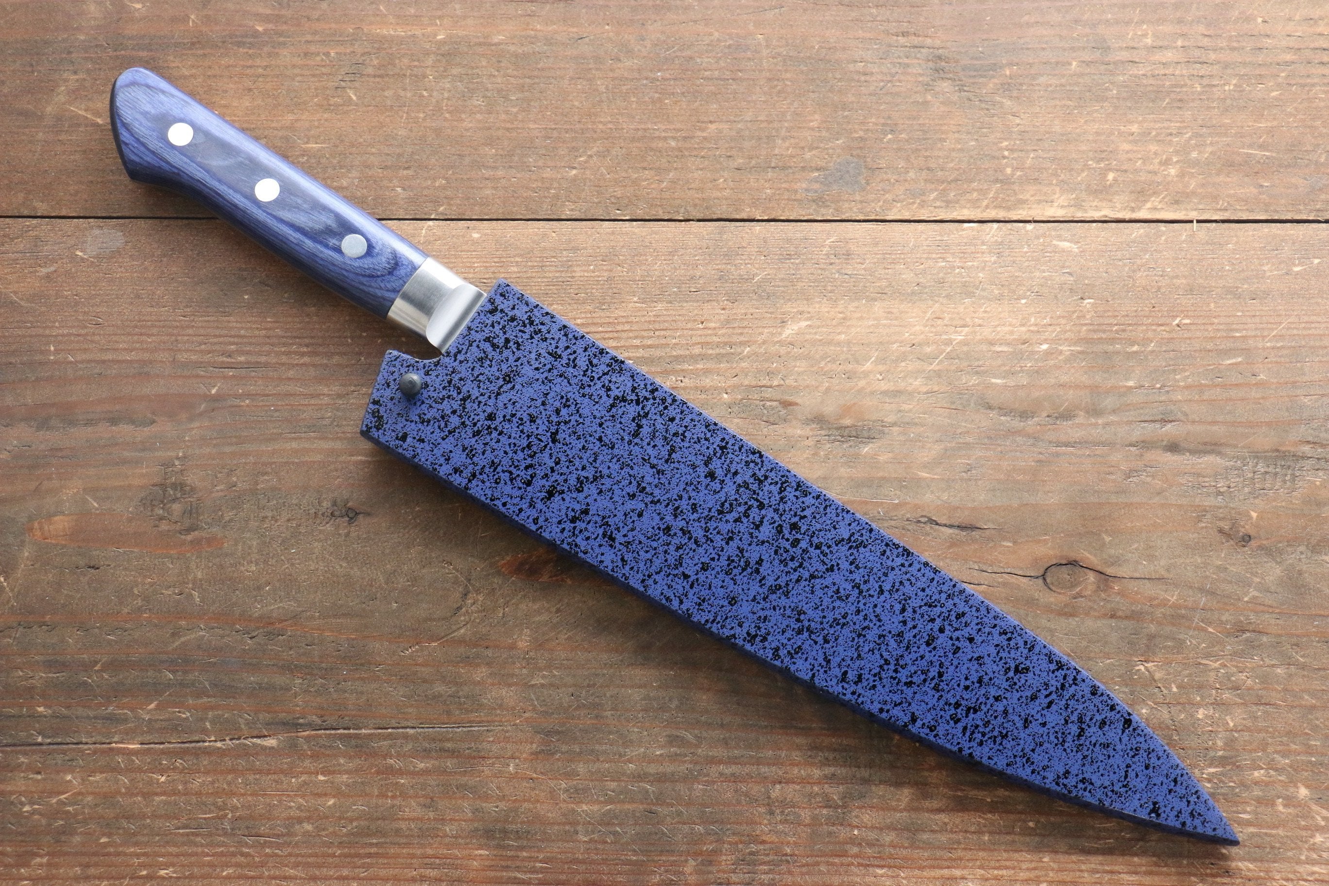 Seisuke Seiten Molybdenum Gyuto 210mm Blue Pakka wood Handle with Sheath - Japanny - Best Japanese Knife