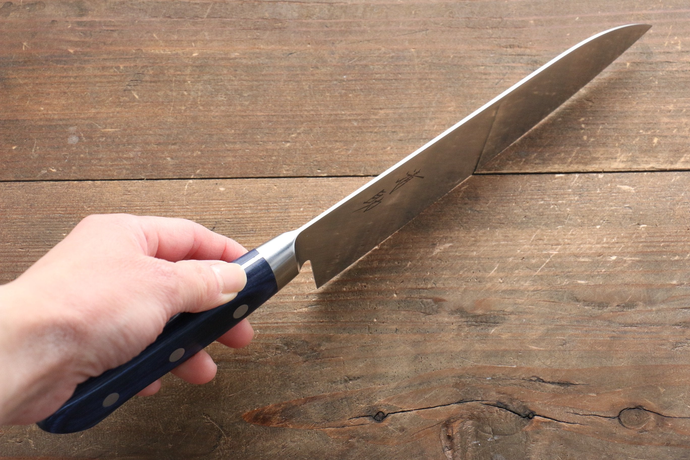 Seisuke Seiten Molybdenum Santoku 180mm Blue Pakka wood Handle with Sheath - Japanny - Best Japanese Knife