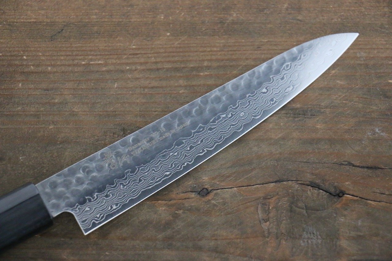 Sakai Takayuki AUS10 45 Layer Damascus Petty-Utility 150mm Shitan Handle - Japanny - Best Japanese Knife