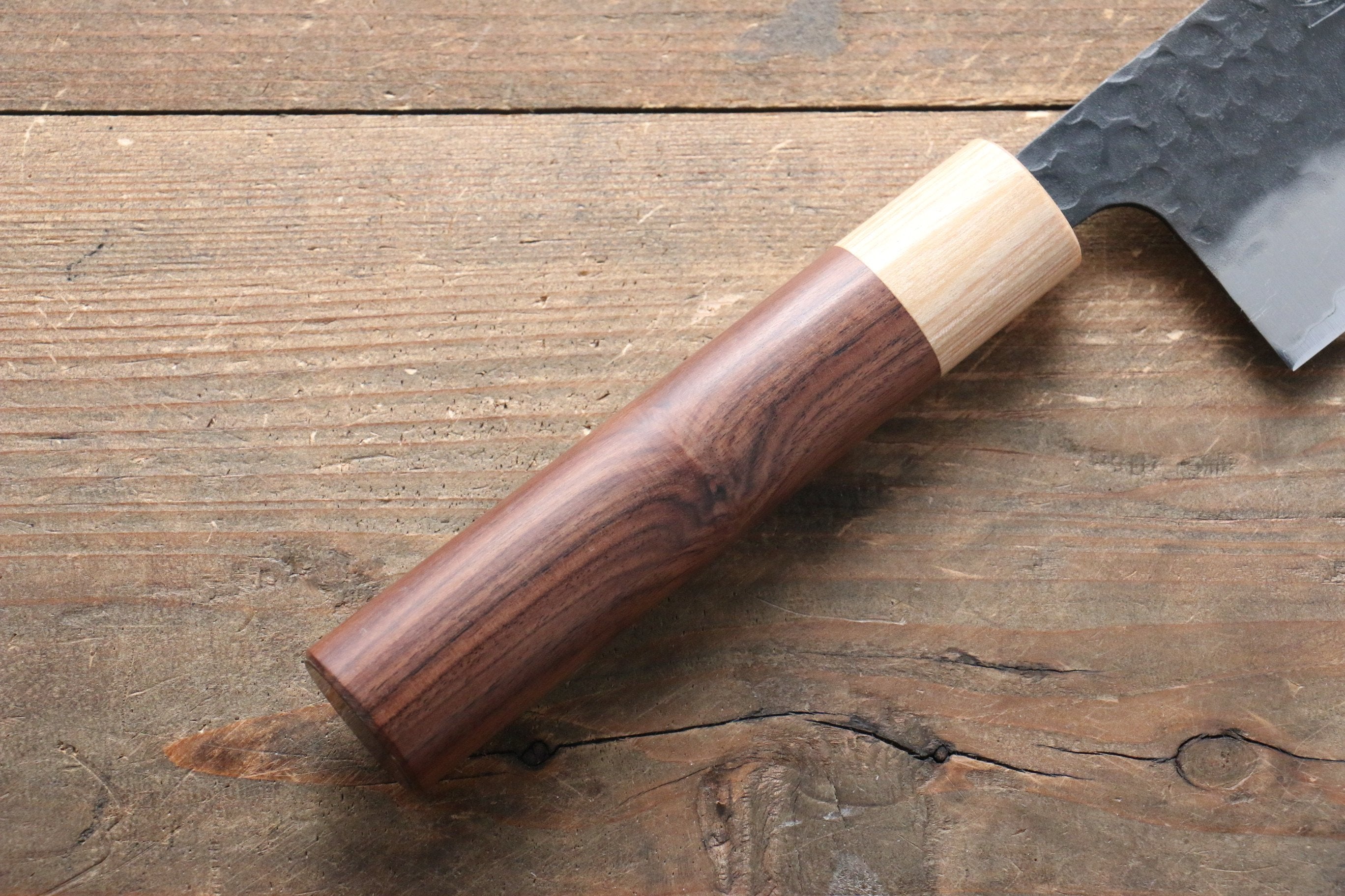 Seisuke Kokubyaku Blue Super Hammered Nakiri 165mm Morado Handle - Japanny - Best Japanese Knife