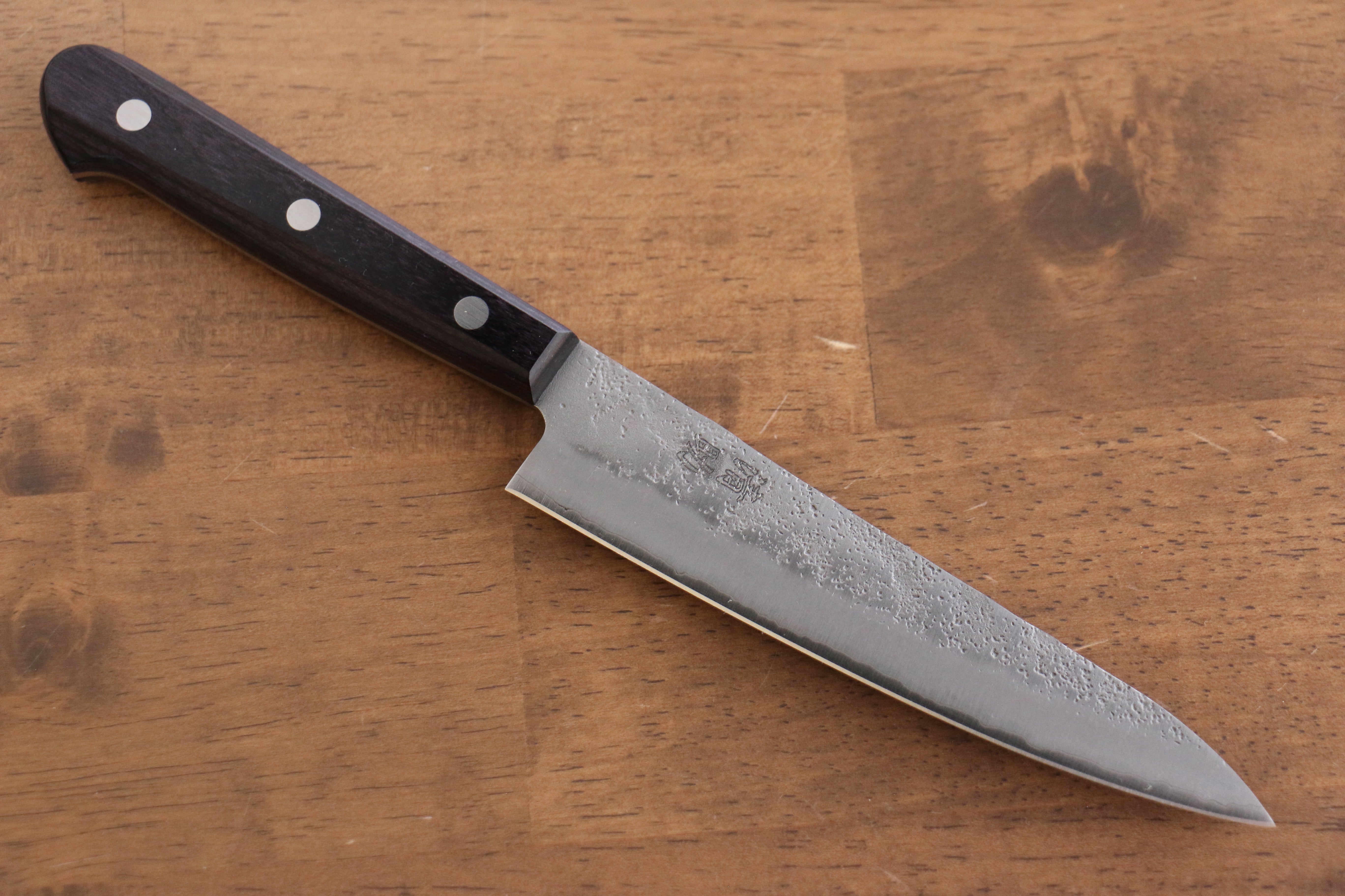 Seisuke Budou Silver Steel No.3 Nashiji Petty-Utility 135mm Purple Pakka wood Handle - Japanny - Best Japanese Knife