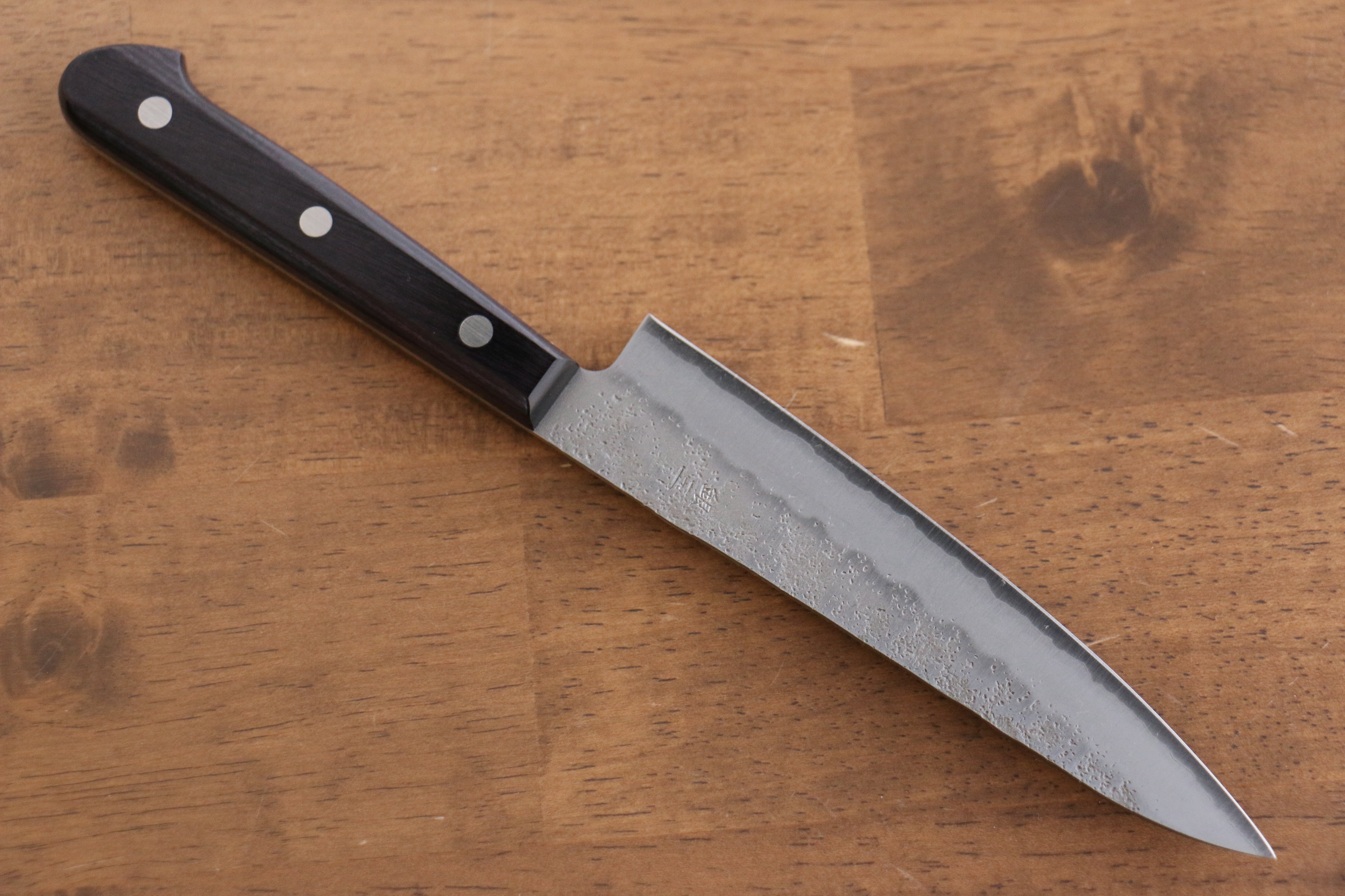 Seisuke Budou Silver Steel No.3 Nashiji Petty-Utility 135mm Purple Pakka wood Handle - Japanny - Best Japanese Knife