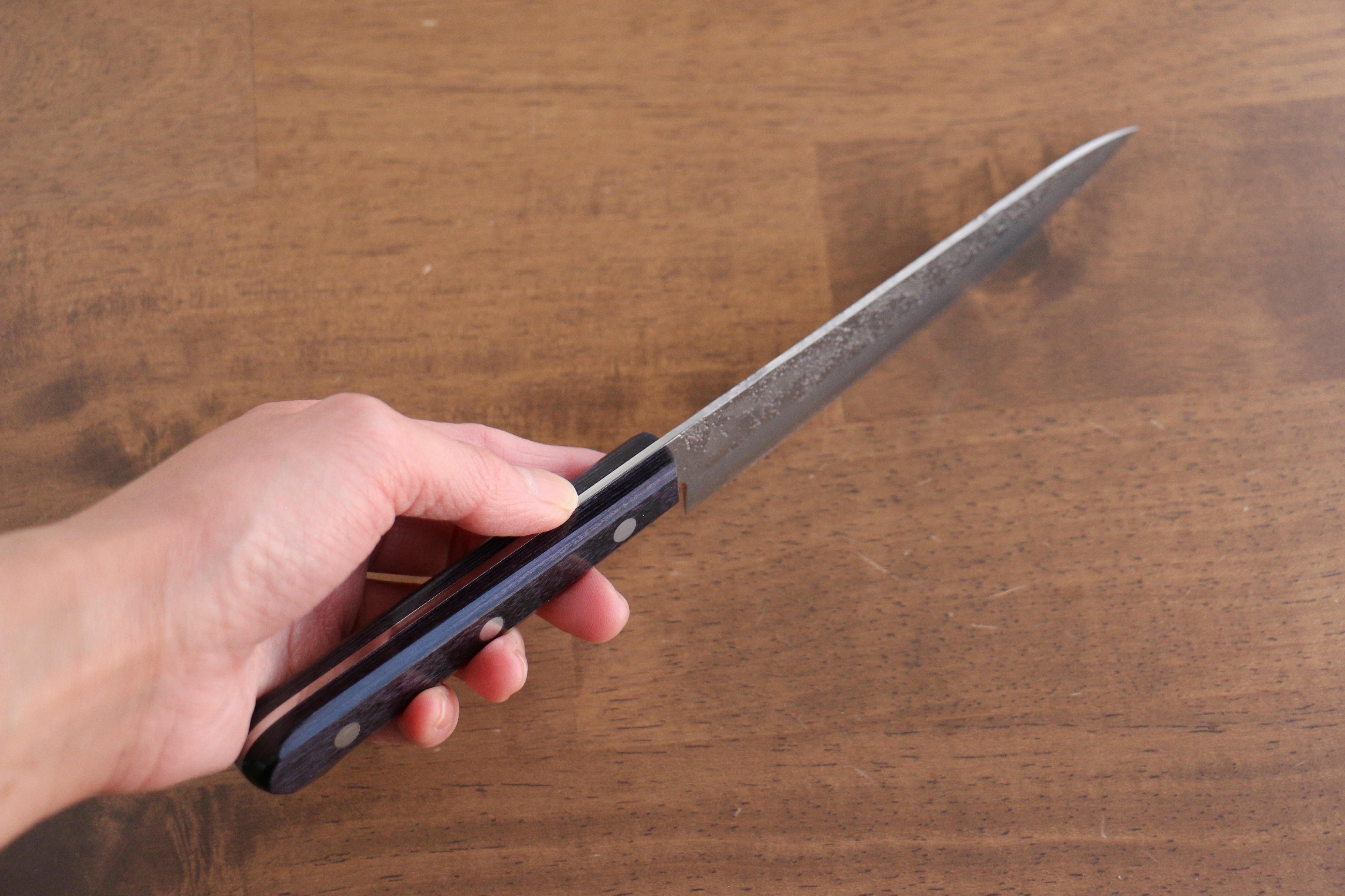 Seisuke Budou Silver Steel No.3 Nashiji Petty-Utility 135mm Purple Pakka wood Handle - Japanny - Best Japanese Knife