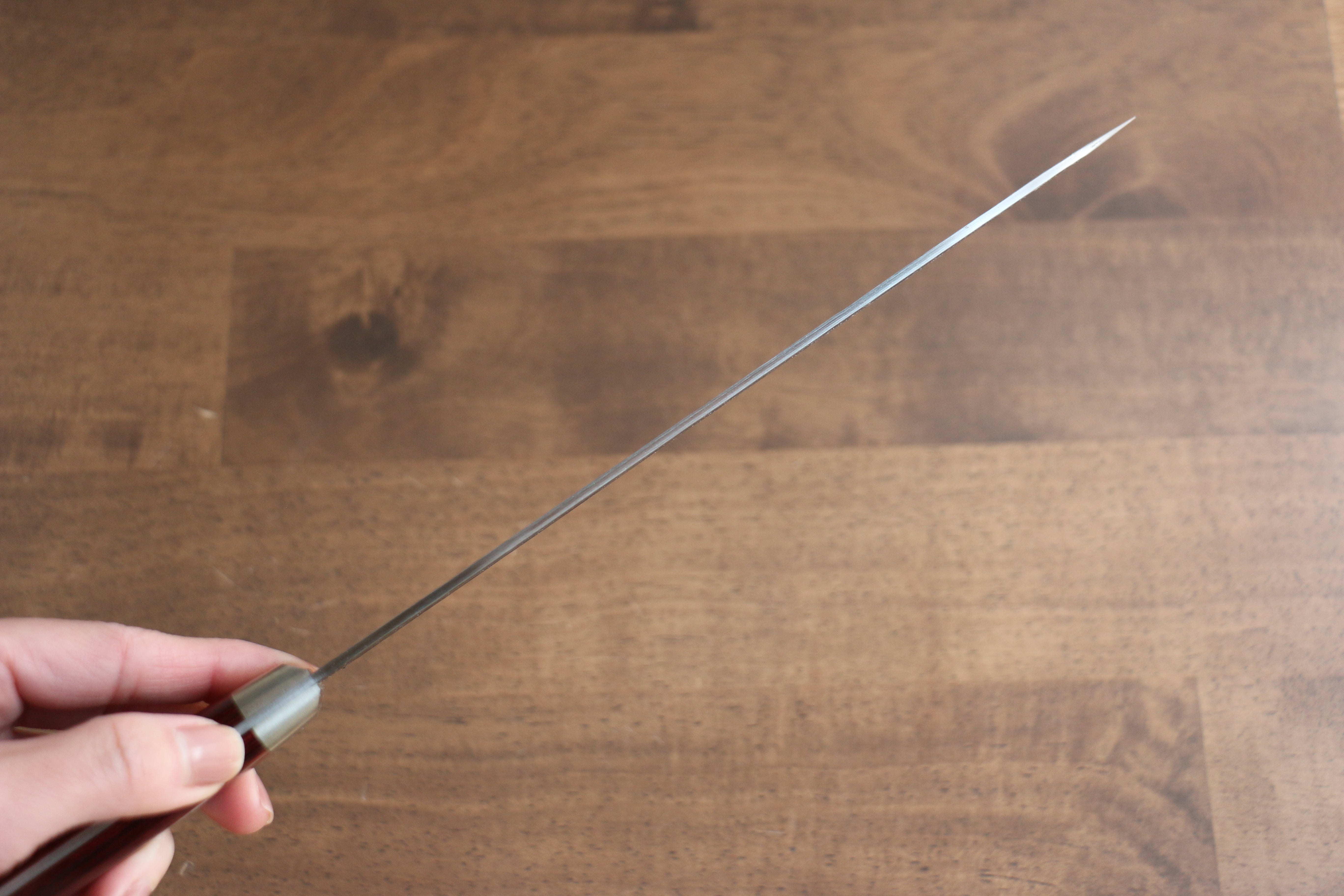 Seisuke Kuronashi Blue Super Nashiji Kurouchi Gyuto 210mm Red Pakka wood Handle - Japanny - Best Japanese Knife