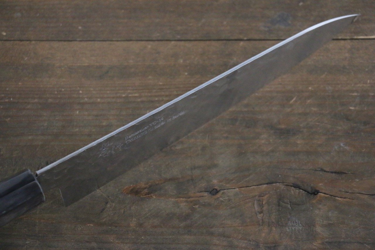 Sakai Takayuki VG10 33 Layer Damascus Hammered Gyuto 210mm Gold Lacquered Handle with Sheath - Japanny - Best Japanese Knife