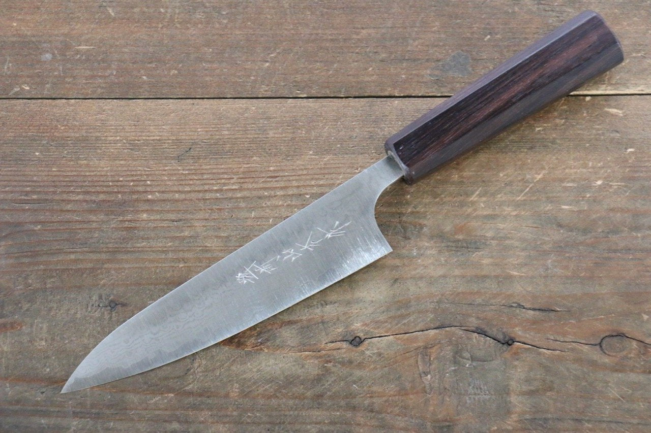 Nao Yamamoto VG10 Damascus Petty-Utility 130mm Shitan Handle - Japanny - Best Japanese Knife