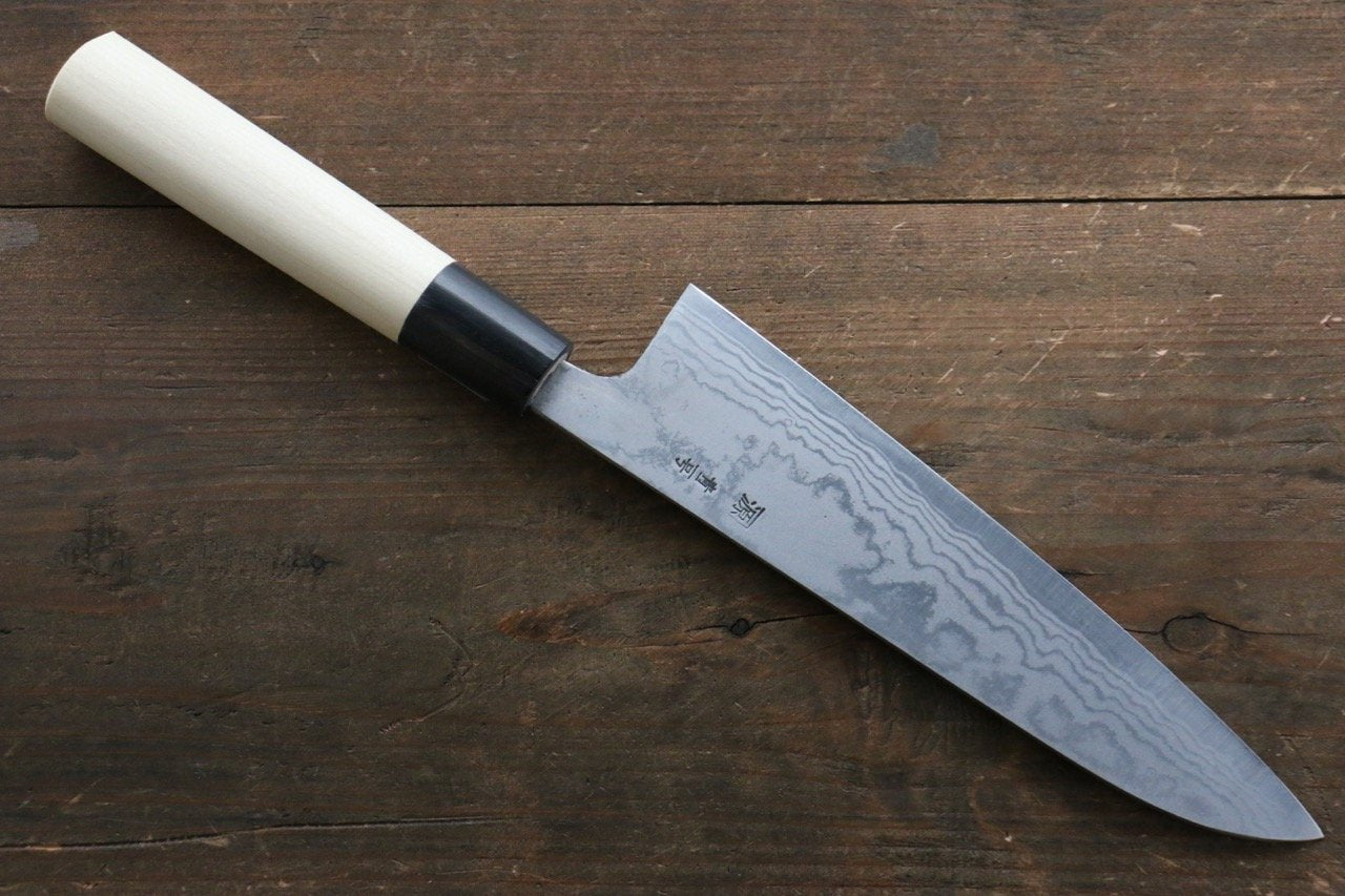 Shigeki Tanaka Blue Steel No.2 17 Layer Damascus Japanese Chef's Gyuto Knife 180mm with Magnolia Handle (ferrule: Water Buffalo) - Japanny - Best Japanese Knife