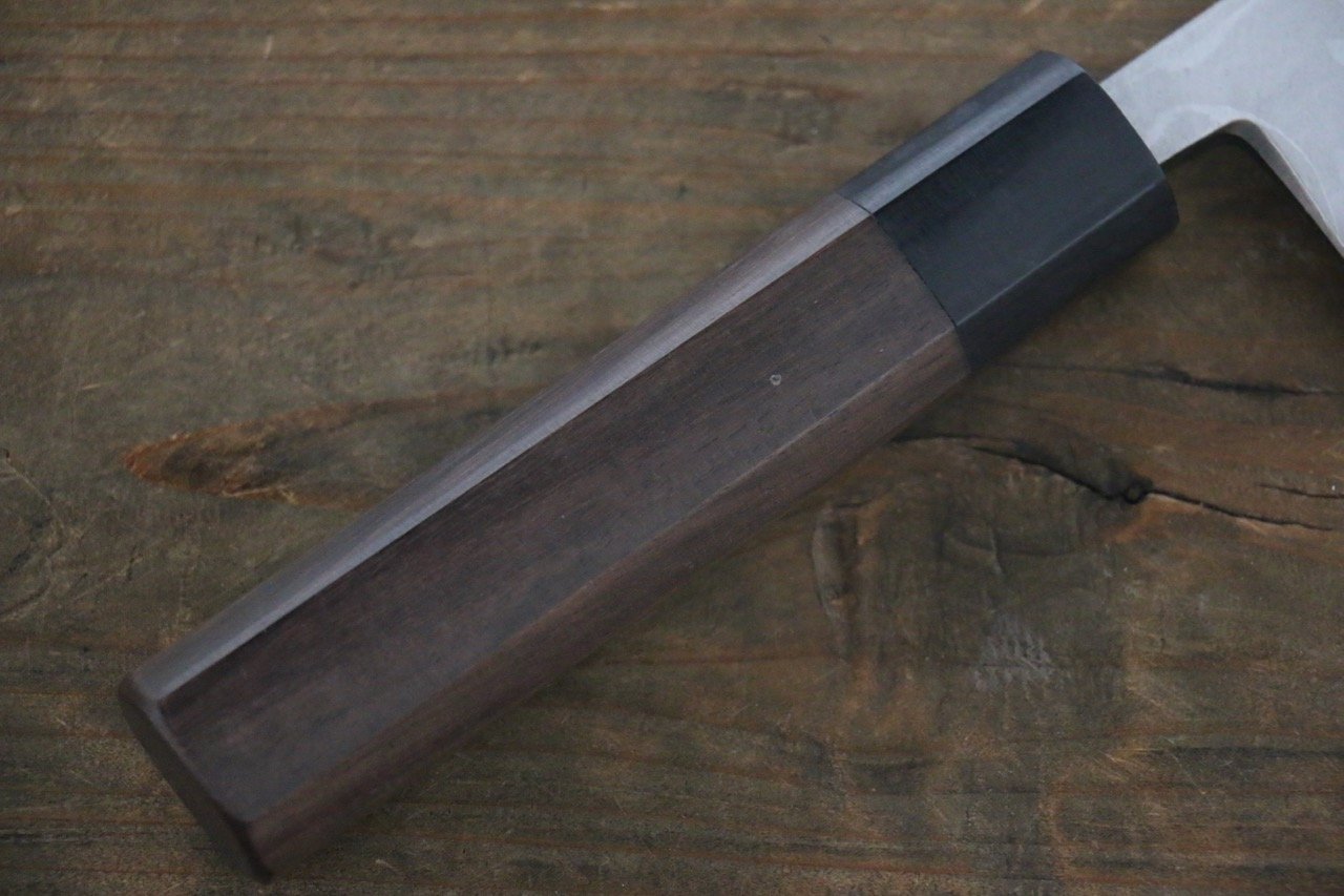 Hideo Kitaoka White Steel No.2 Damascus Deba 150mm Shitan Handle - Japanny - Best Japanese Knife