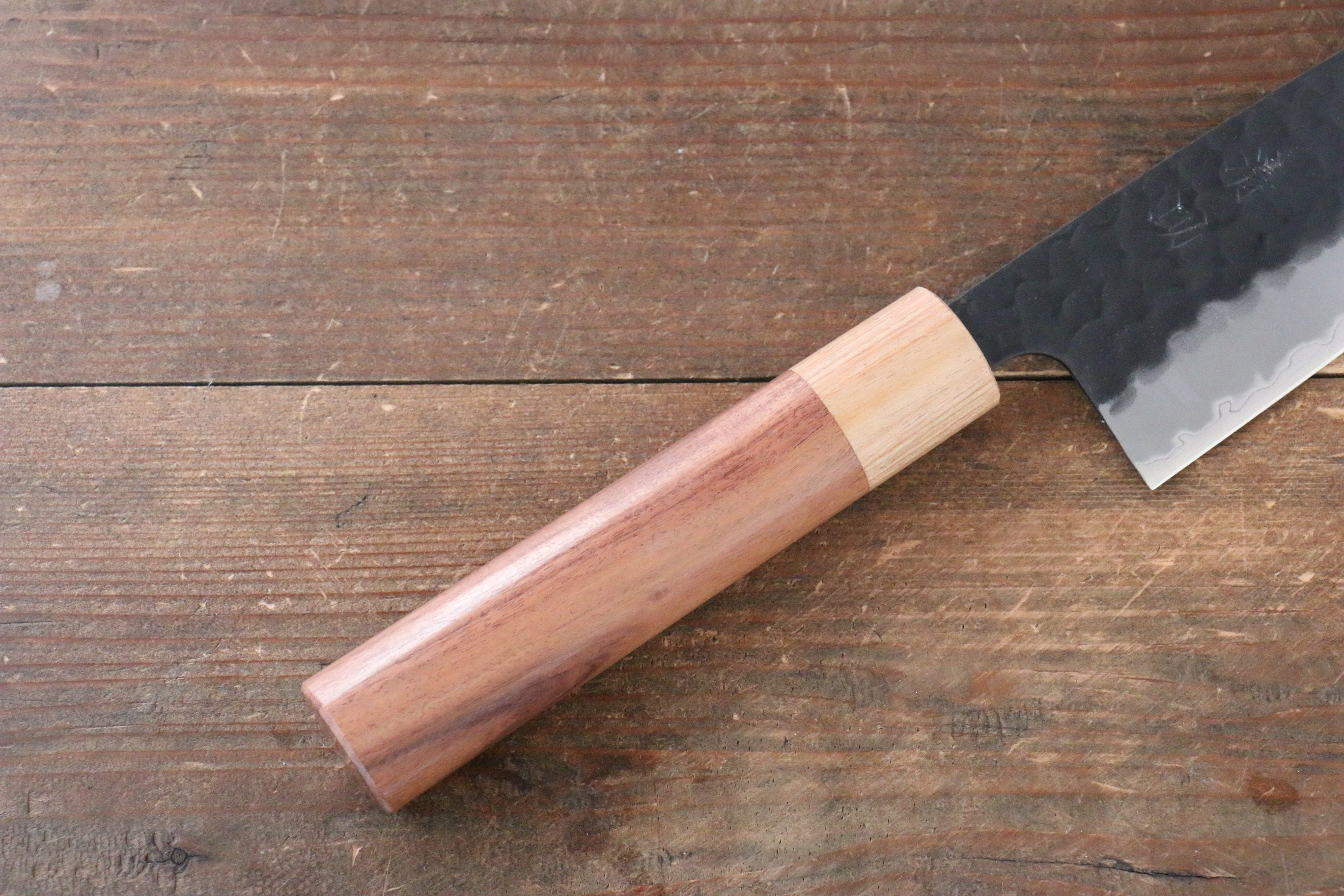 Seisuke Kokubyaku Blue Super Hammered Santoku 165mm Morado Handle - Japanny - Best Japanese Knife