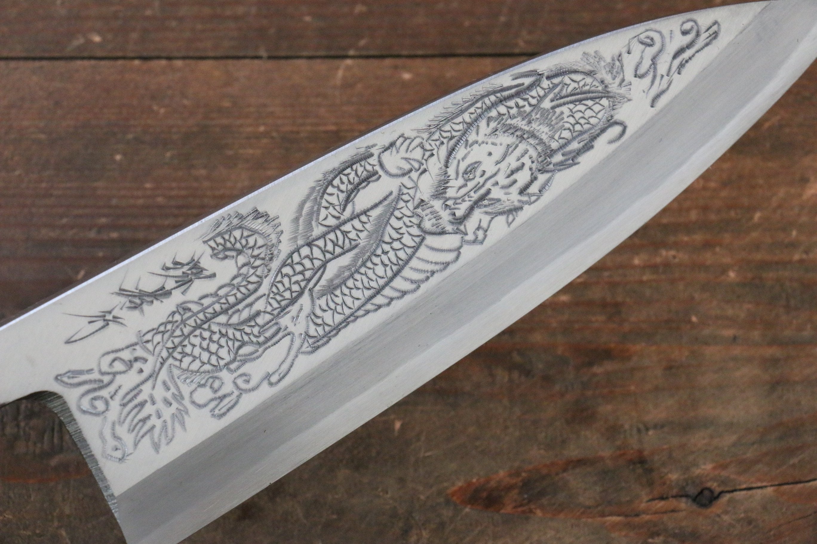 Sakai Takayuki Kasumitogi White Steel Ittouryumon engraving Deba - Japanny - Best Japanese Knife