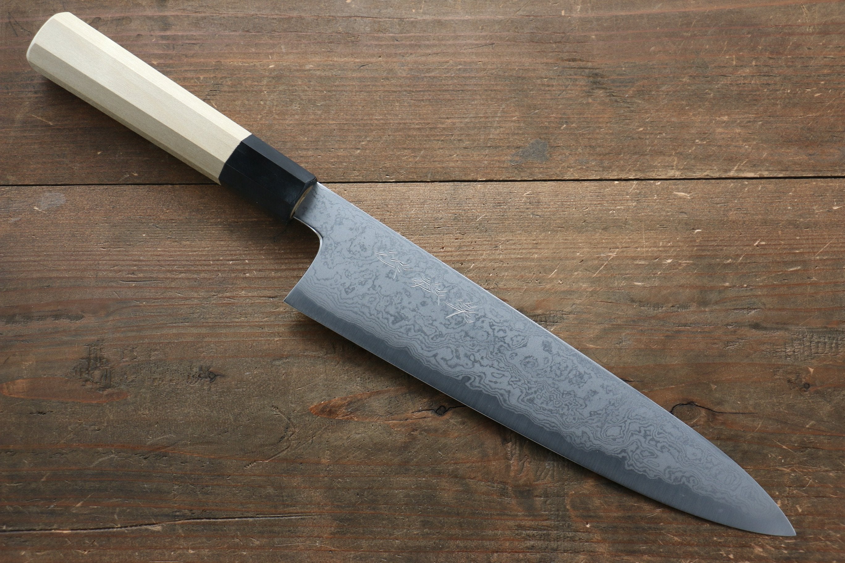 Kikumori Blue Steel No.1 Damascus Gyuto 240mm with Magnolia Handle - Japanny - Best Japanese Knife