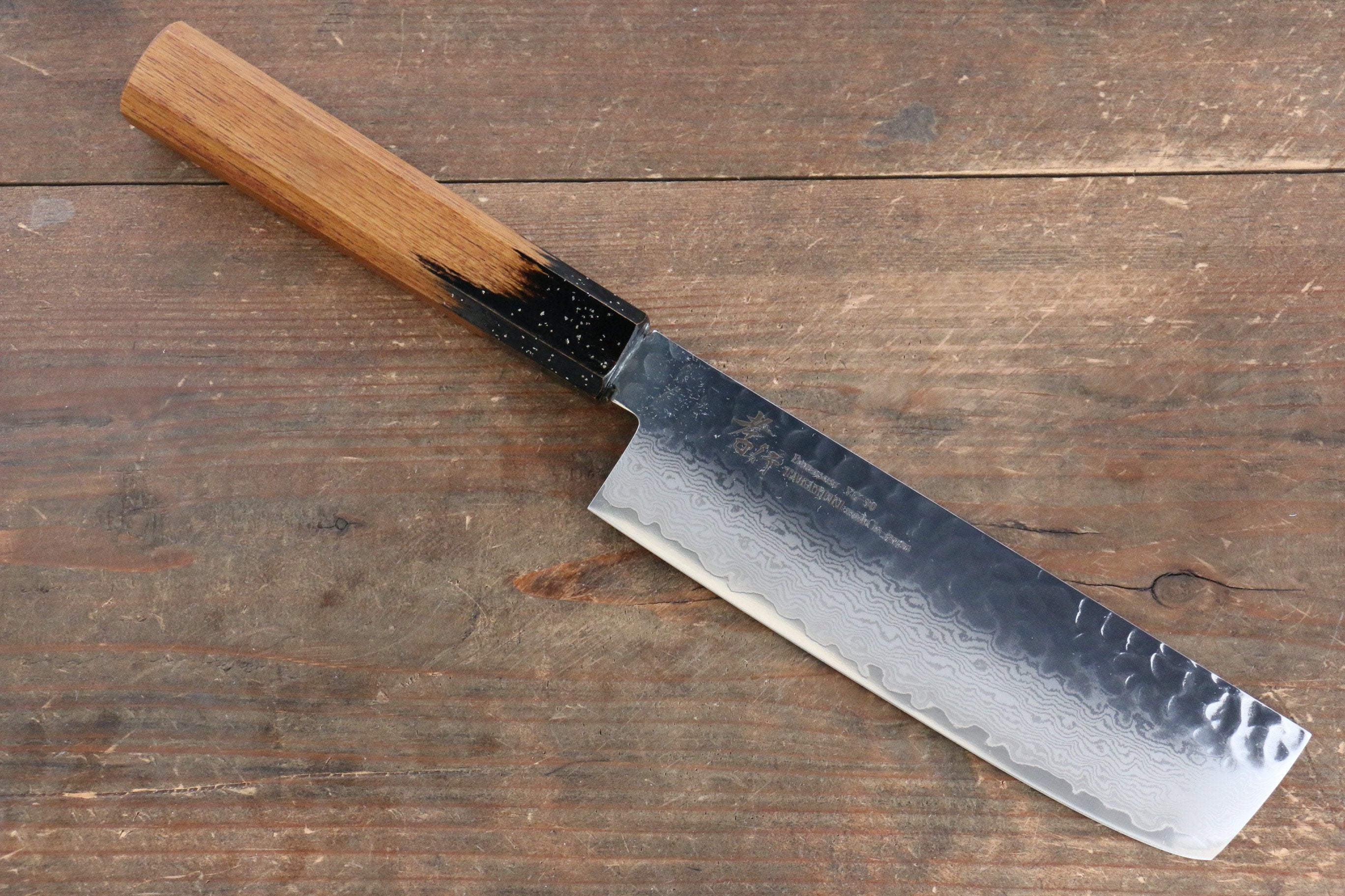 Sakai Takayuki VG10 33 Layer Damascus Nakiri 160mm Live oak Lacquered (Kokushin) Handle - Japanny - Best Japanese Knife