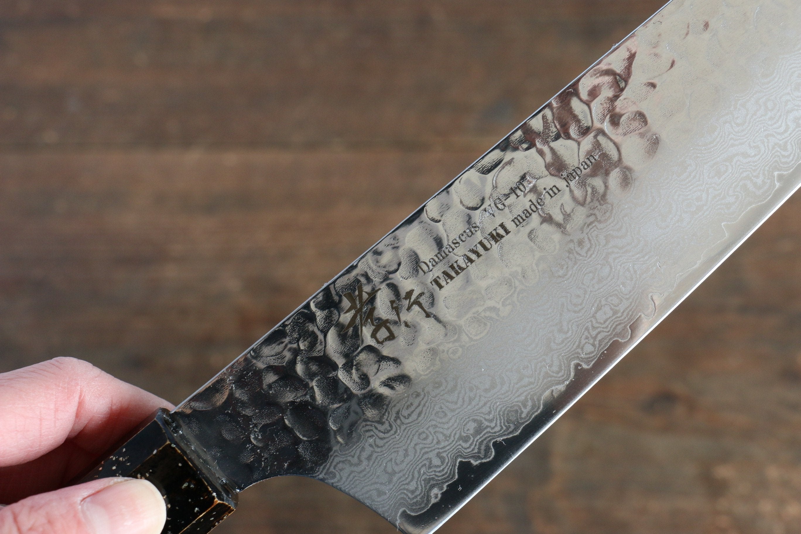 Sakai Takayuki VG10 33 Layer Damascus Kengata Gyuto 190mm Live oak Lacquered (Kokushin) Handle - Japanny - Best Japanese Knife