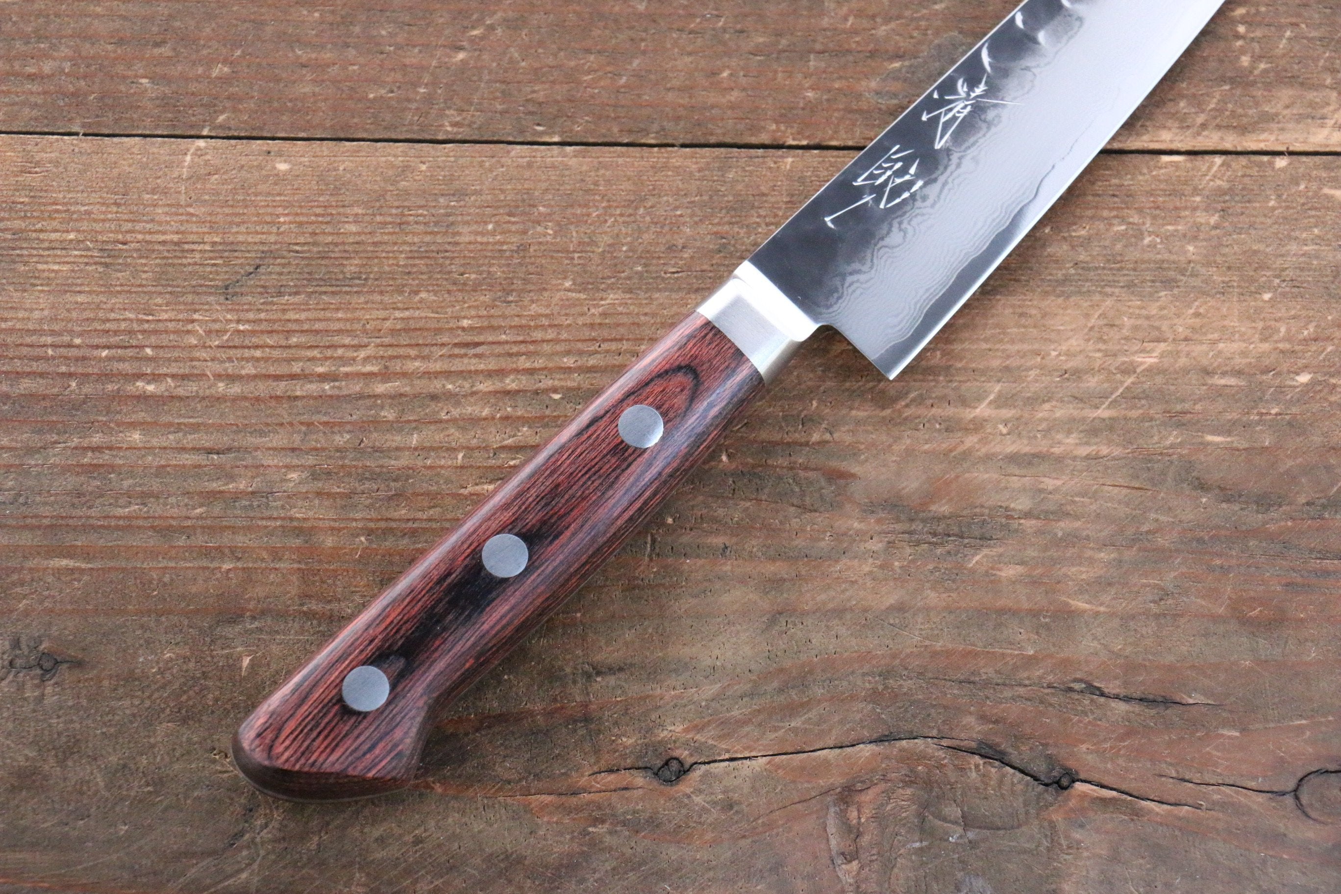 Seisuke VG10 33 Layer Damascus Petty-Utility 135mm Mahogany Handle with Sheath - Japanny - Best Japanese Knife