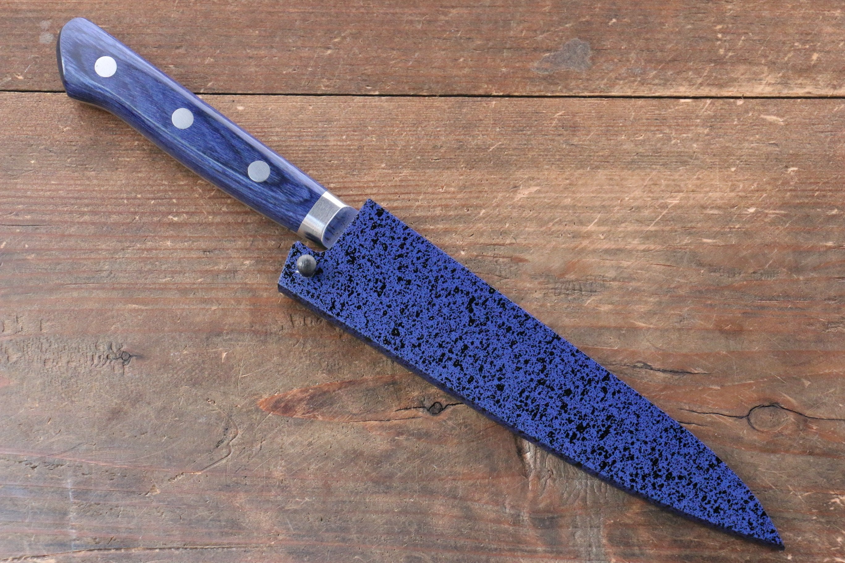 Seisuke Seiun VG10 33 Layer Damascus Petty-Utility 135mm Blue Pakka wood Handle with Sheath - Japanny - Best Japanese Knife