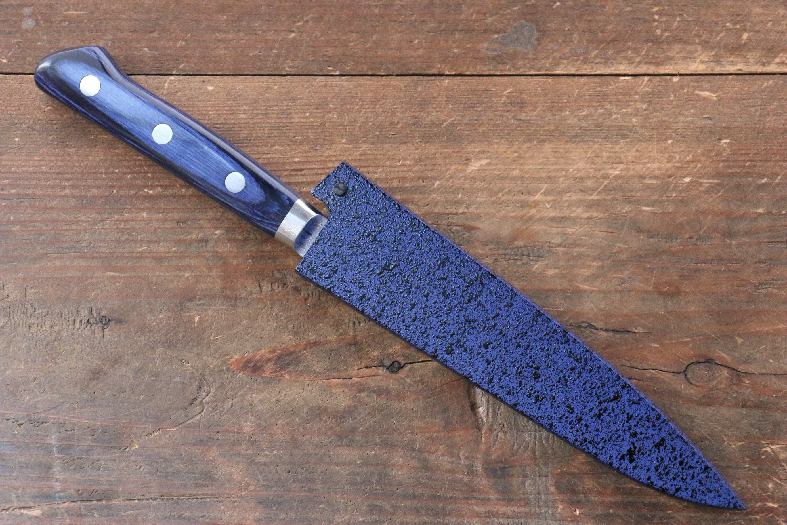 Seisuke Seiun VG10 33 Layer Damascus Petty-Utility 135mm Blue Pakka wood Handle with Sheath - Japanny - Best Japanese Knife