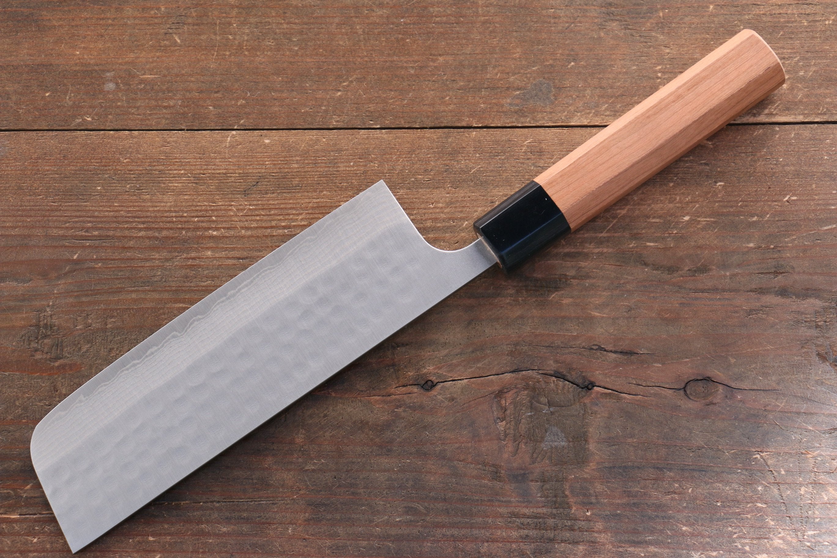 Nao Yamamoto SRS13 Black Damascus Nakiri 165mm Cherry Blossoms Handle - Japanny - Best Japanese Knife