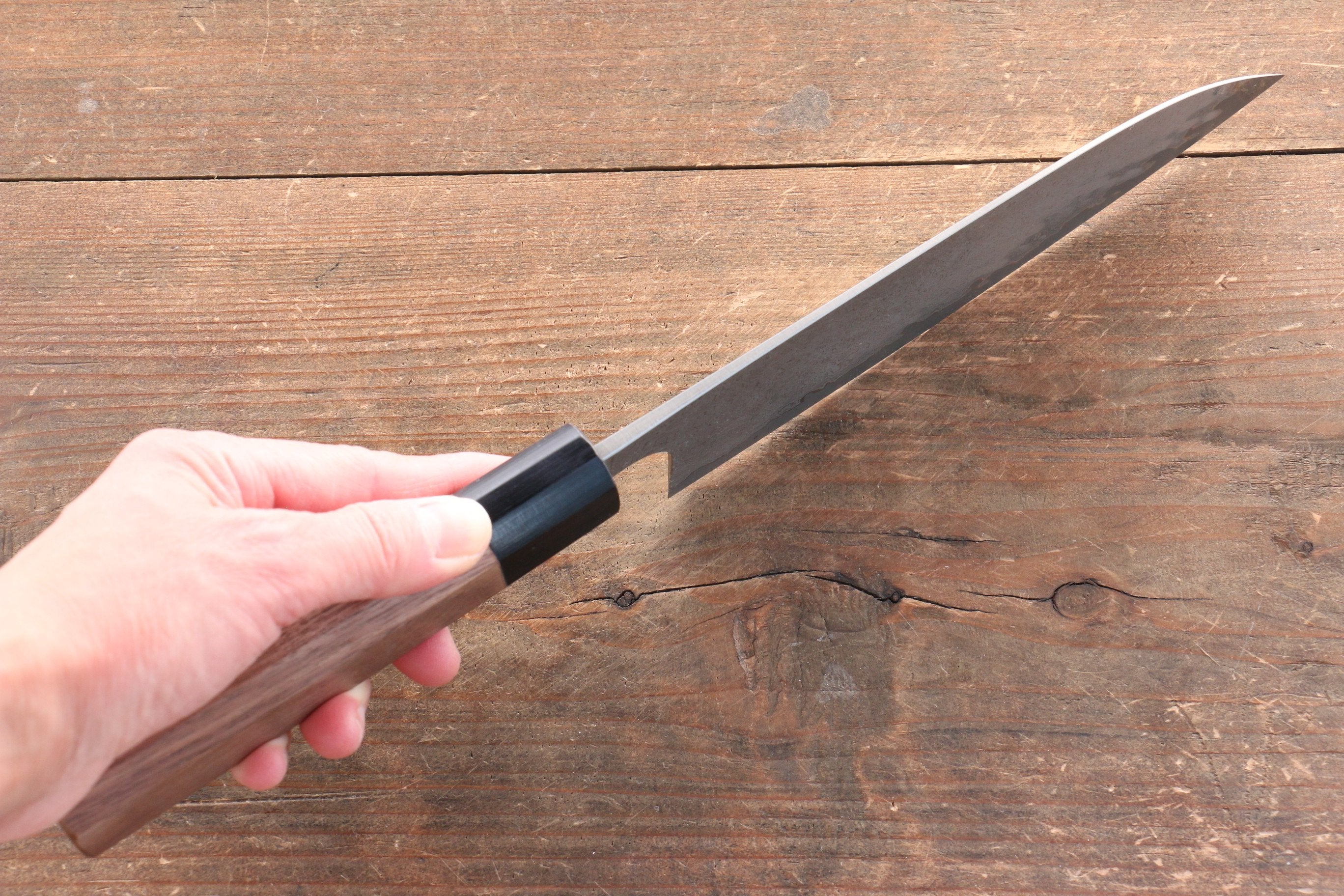 Nao Yamamoto VG10 Black Damascus Santoku 165mm Walnut Handle - Japanny - Best Japanese Knife