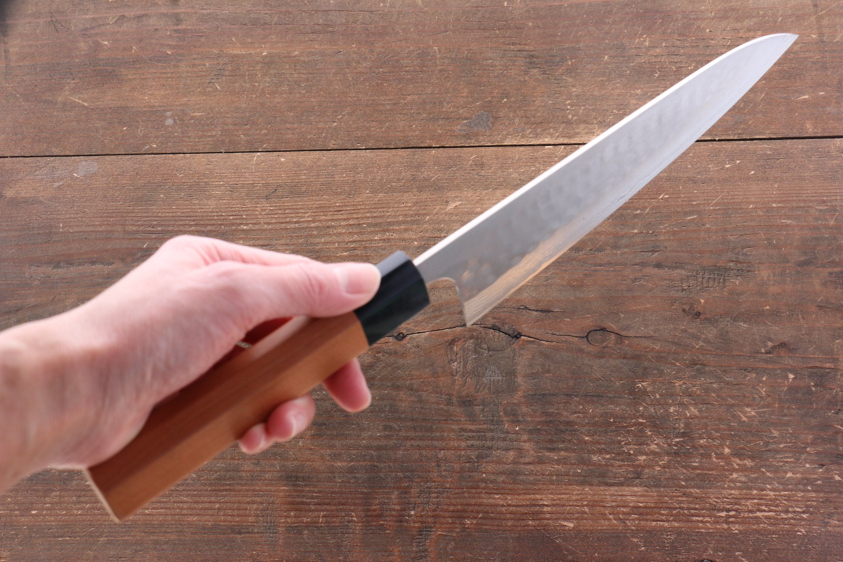 Nao Yamamoto SRS13 Black Damascus Gyuto 180mm Cherry Blossoms Handle - Japanny - Best Japanese Knife