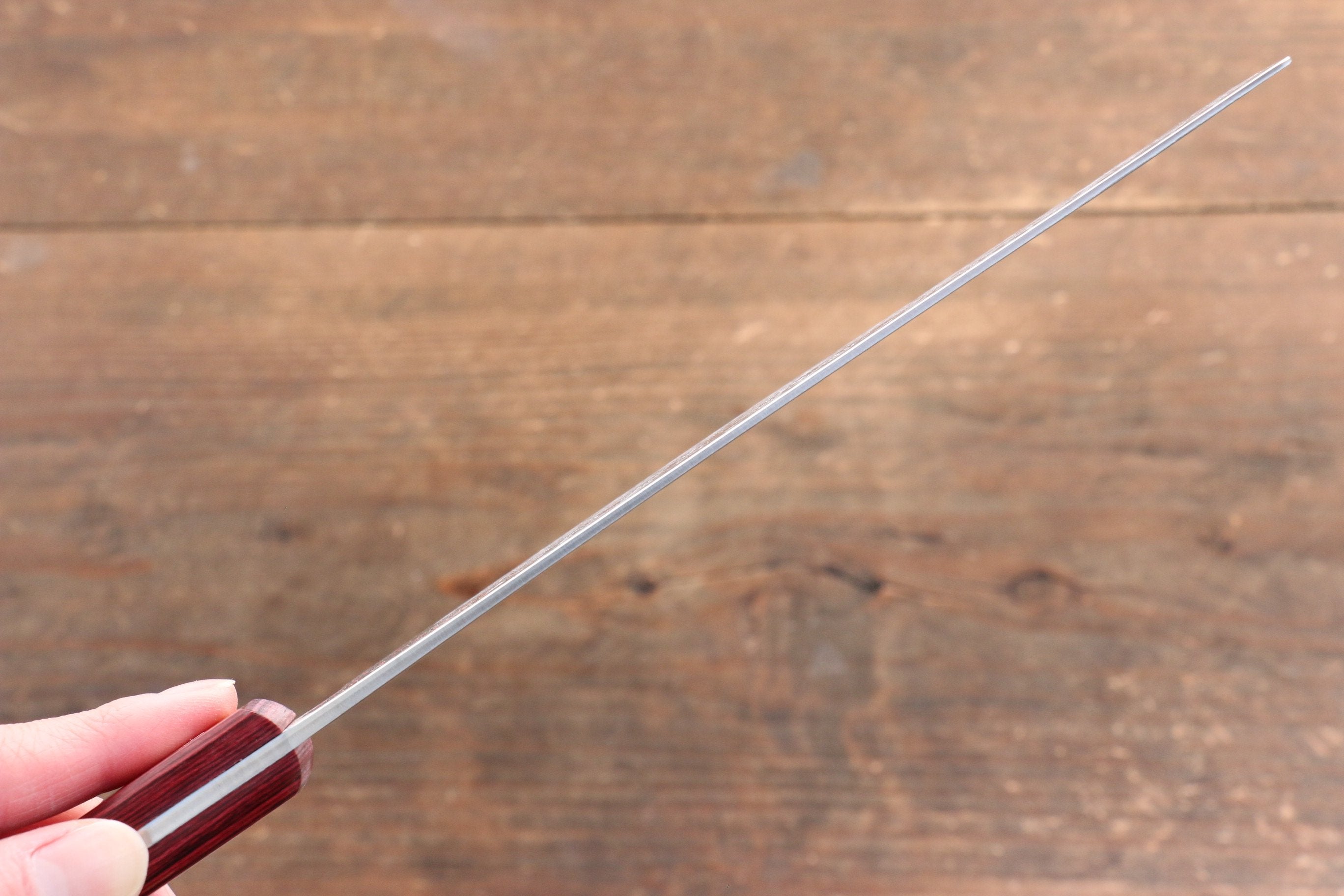 Nao Yamamoto SG2 Damascus Migaki Finished Nakiri 165mm Red Pakka wood Handle - Japanny - Best Japanese Knife