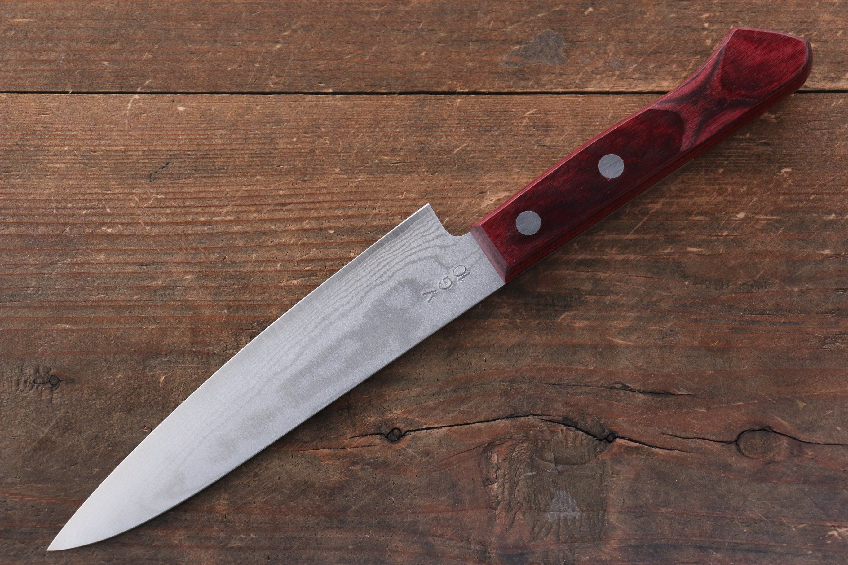 Nao Yamamoto VG10 Damascus Petty-Utility 135mm Red Pakka wood Handle - Japanny - Best Japanese Knife