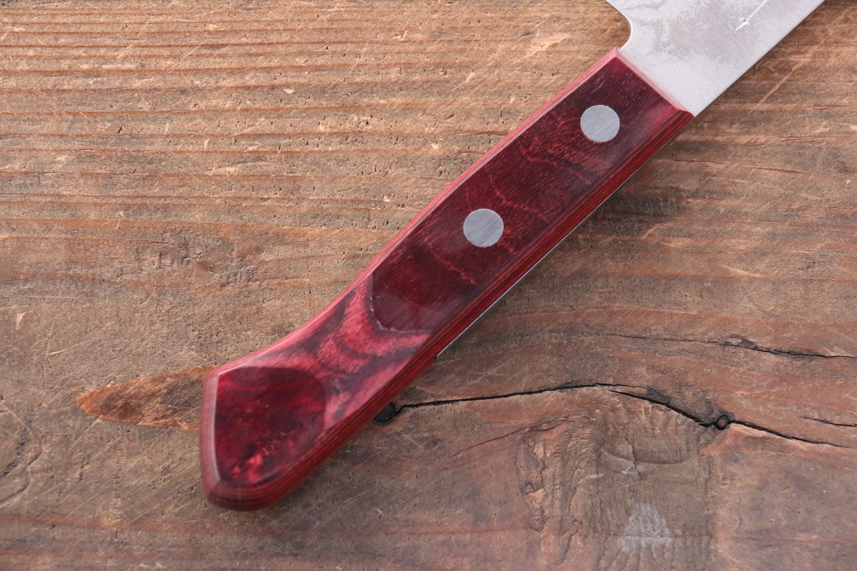 Nao Yamamoto VG10 Damascus Petty-Utility 135mm Red Pakka wood Handle - Japanny - Best Japanese Knife