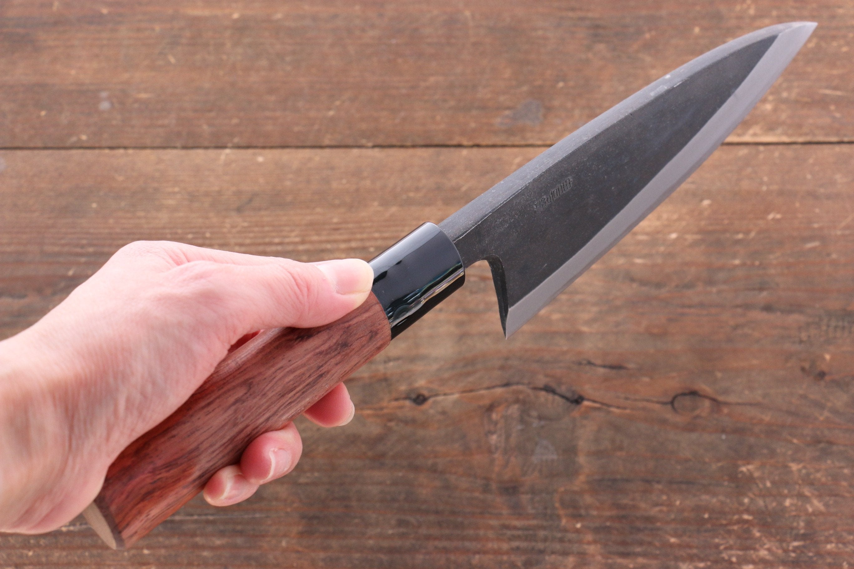 Nao Yamamoto White Steel No.1 Kurouchi Deba 150mm Bubinga Handle - Japanny - Best Japanese Knife