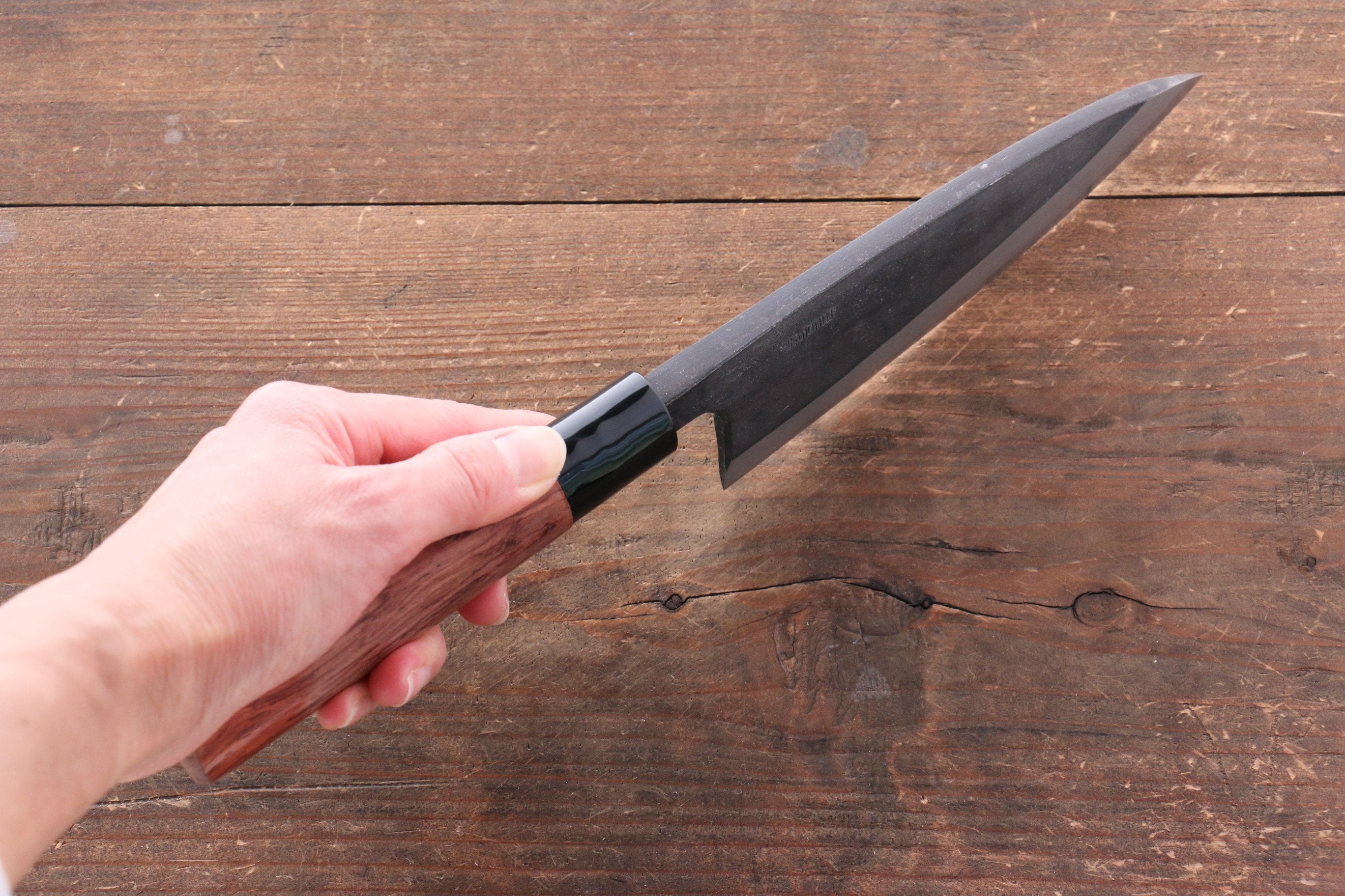 Nao Yamamoto White Steel No.1 Kurouchi Deba 150mm Bubinga Handle - Japanny - Best Japanese Knife