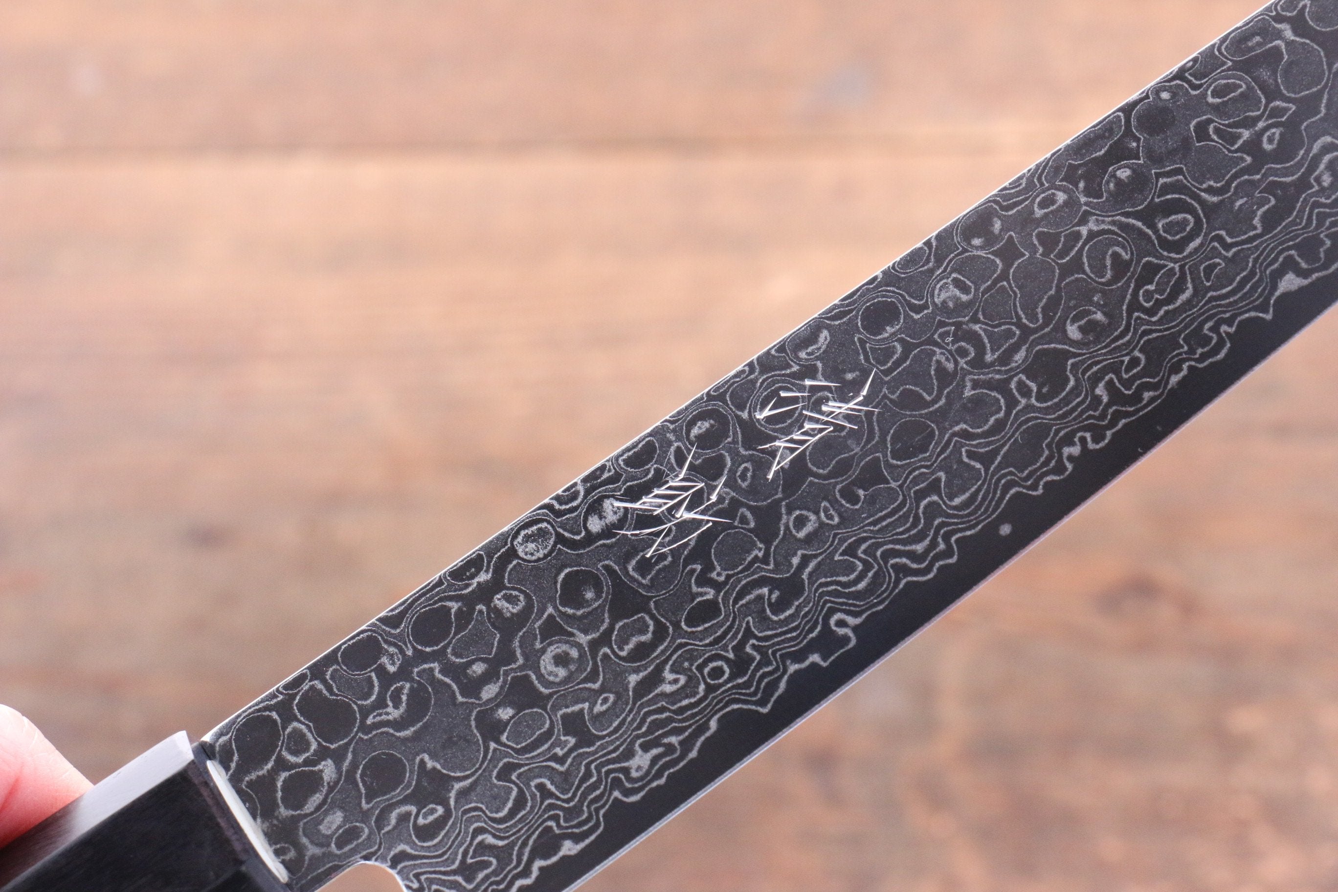 Seisuke AUS10 Damascus Migaki Finished Sujihiki 240mm Rosewood (Ferrule: Black Pakka Wood) Handle - Japanny - Best Japanese Knife