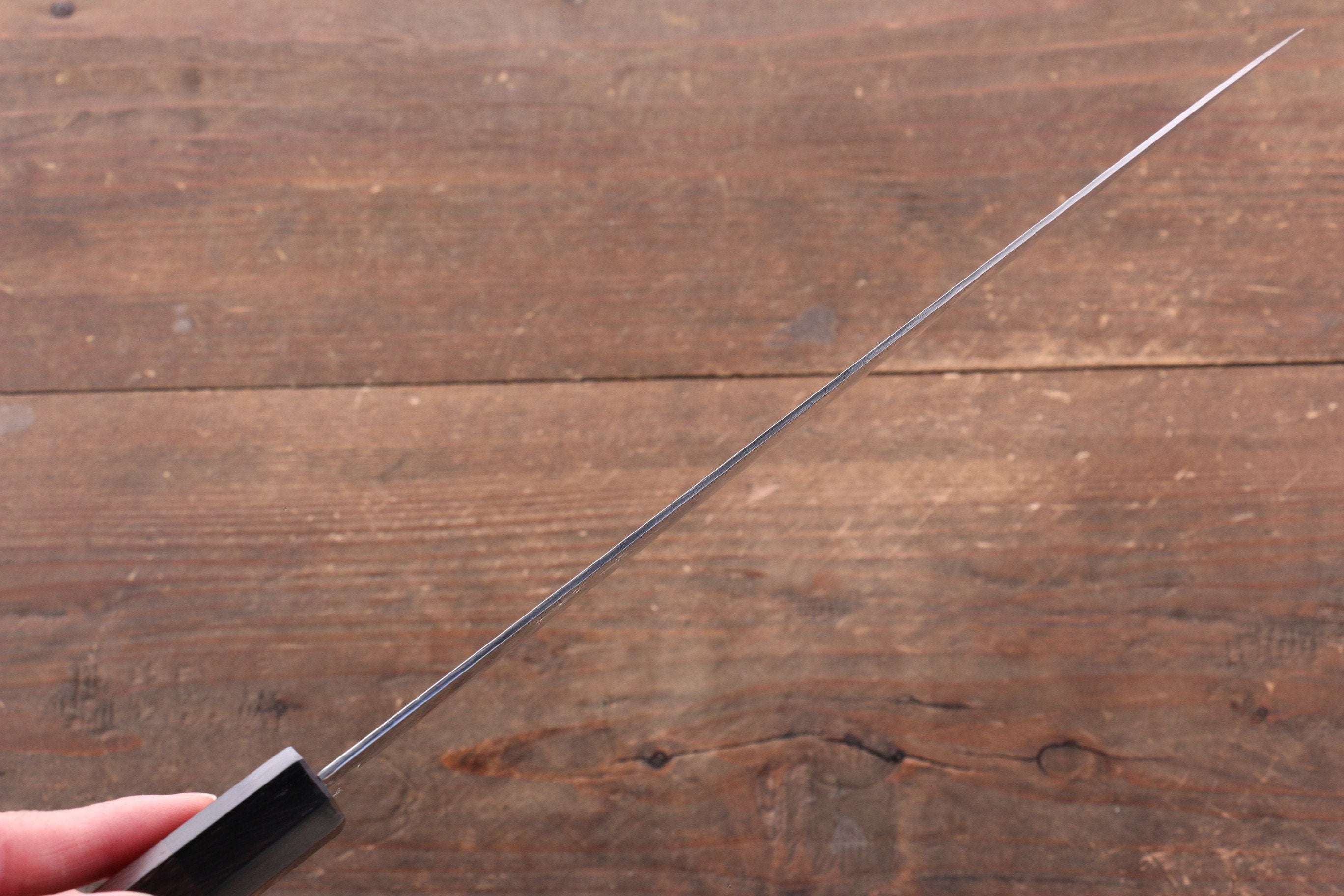 Seisuke AUS10 Damascus Migaki Finished Sujihiki 240mm Rosewood (Ferrule: Black Pakka Wood) Handle - Japanny - Best Japanese Knife