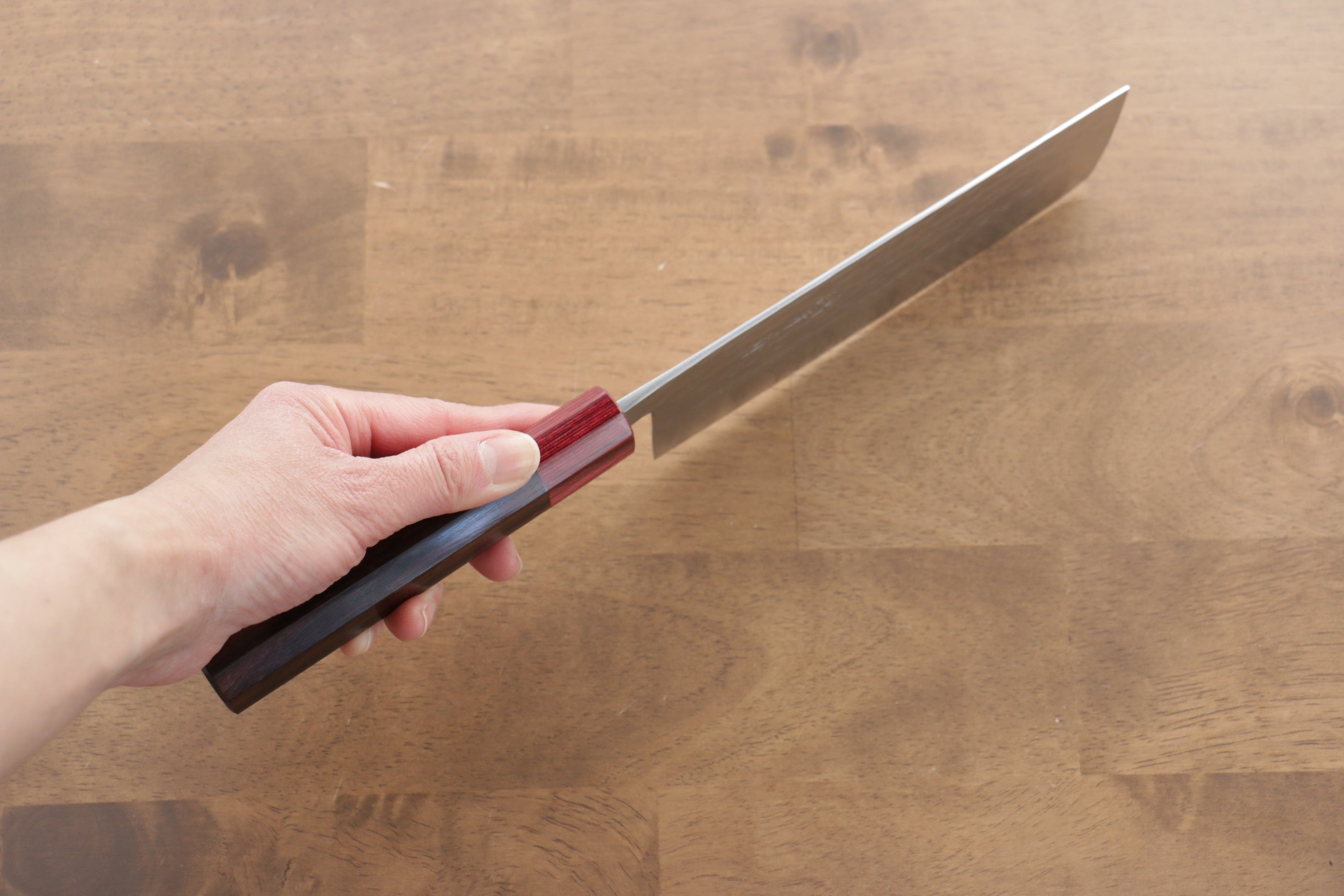 Kunihira VG1 Hammered Nakiri 165mm Shitan (ferrule: Red Pakka wood) Handle - Japanny - Best Japanese Knife