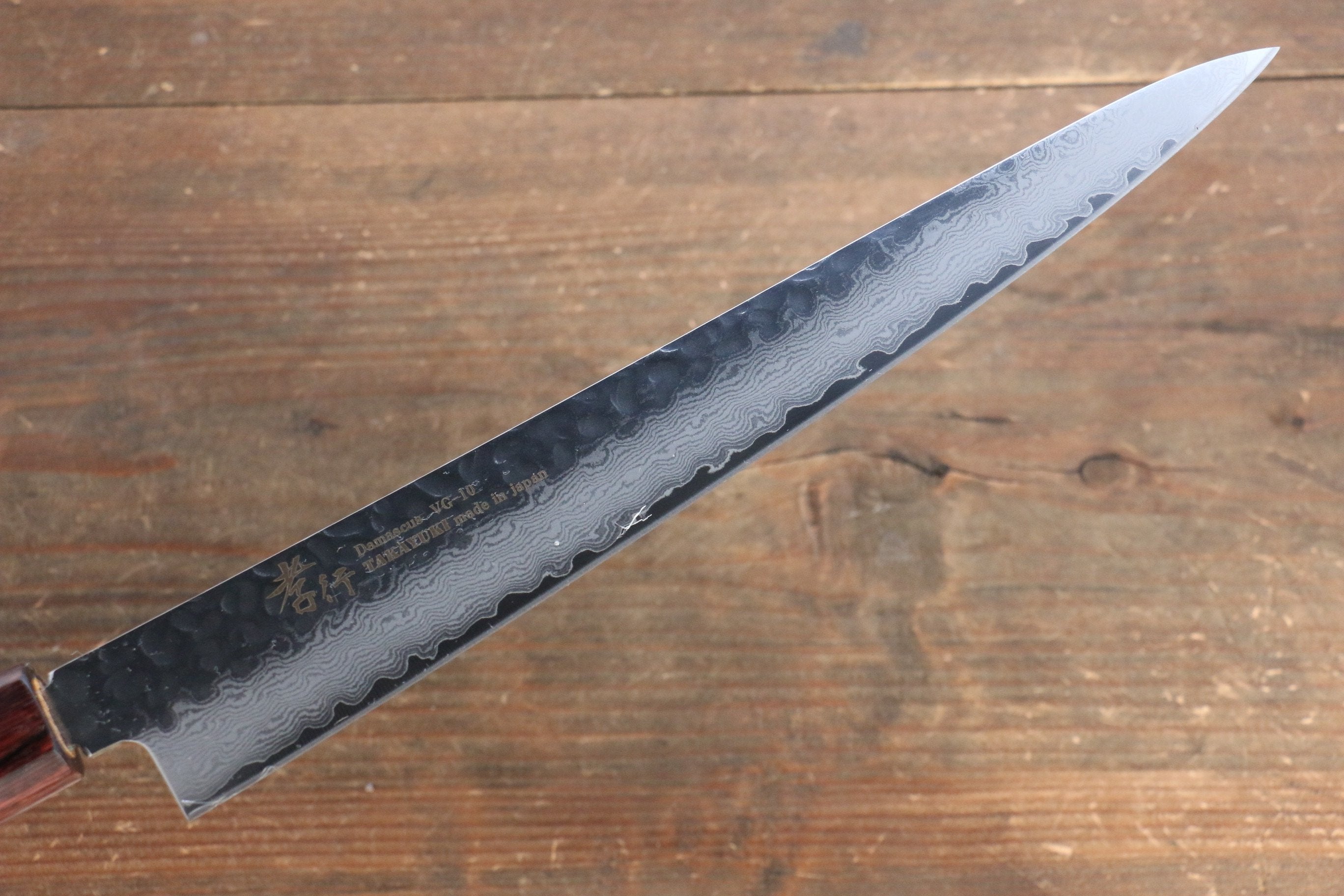 Sakai Takayuki VG10 33 Layer Damascus Japanese Chef Knife Sujihiki 240mm, Gyuto 240mm& Petty 150mm Set with Keyaki Handle(Japanese Elm) - Japanny - Best Japanese Knife