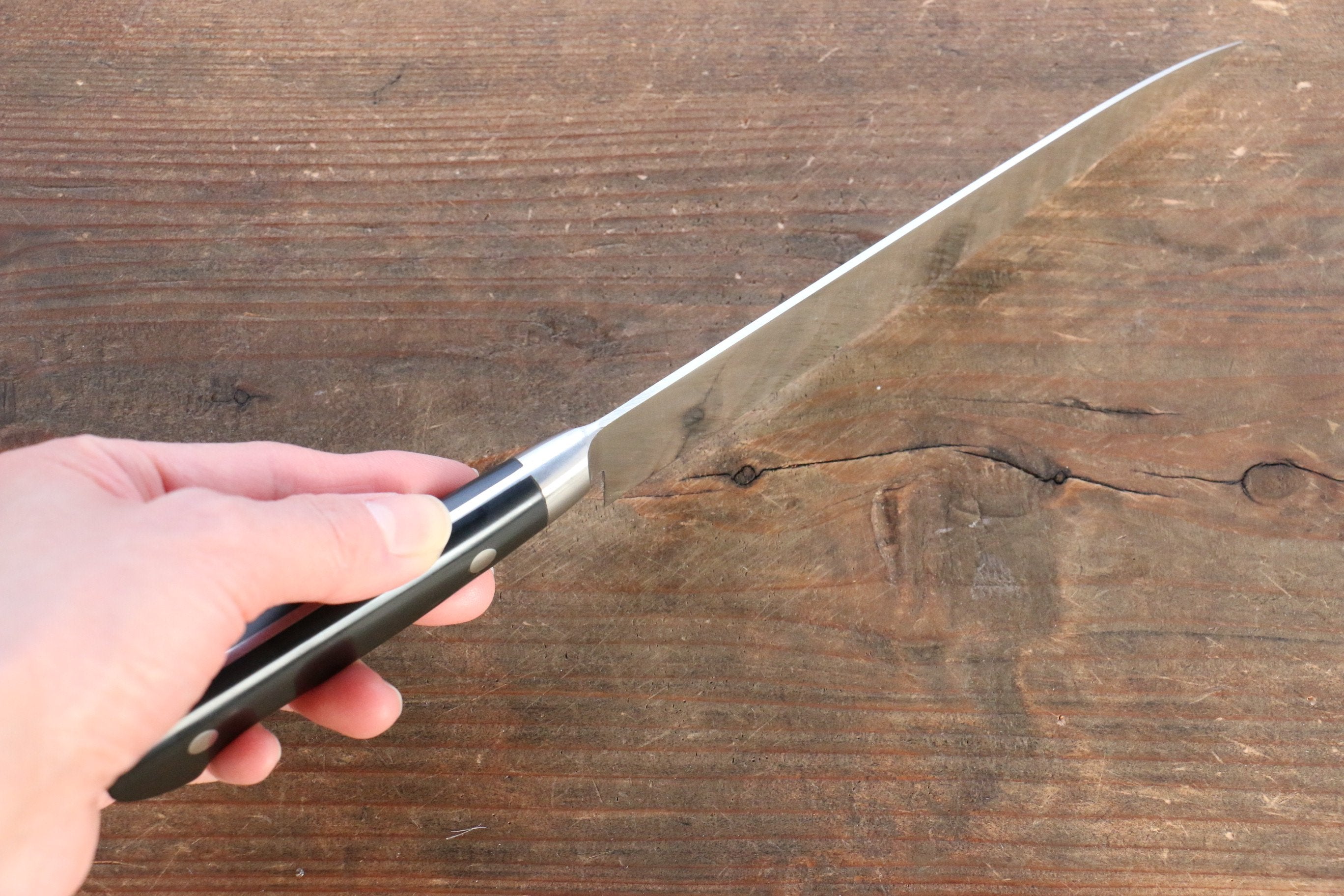 Iseya Molybdenum Steel Petty Knife 150mm & Gyuto Knife 210mmwith Black Micarta handle Set (Ferrel : Stainless Steel) - Japanny - Best Japanese Knife