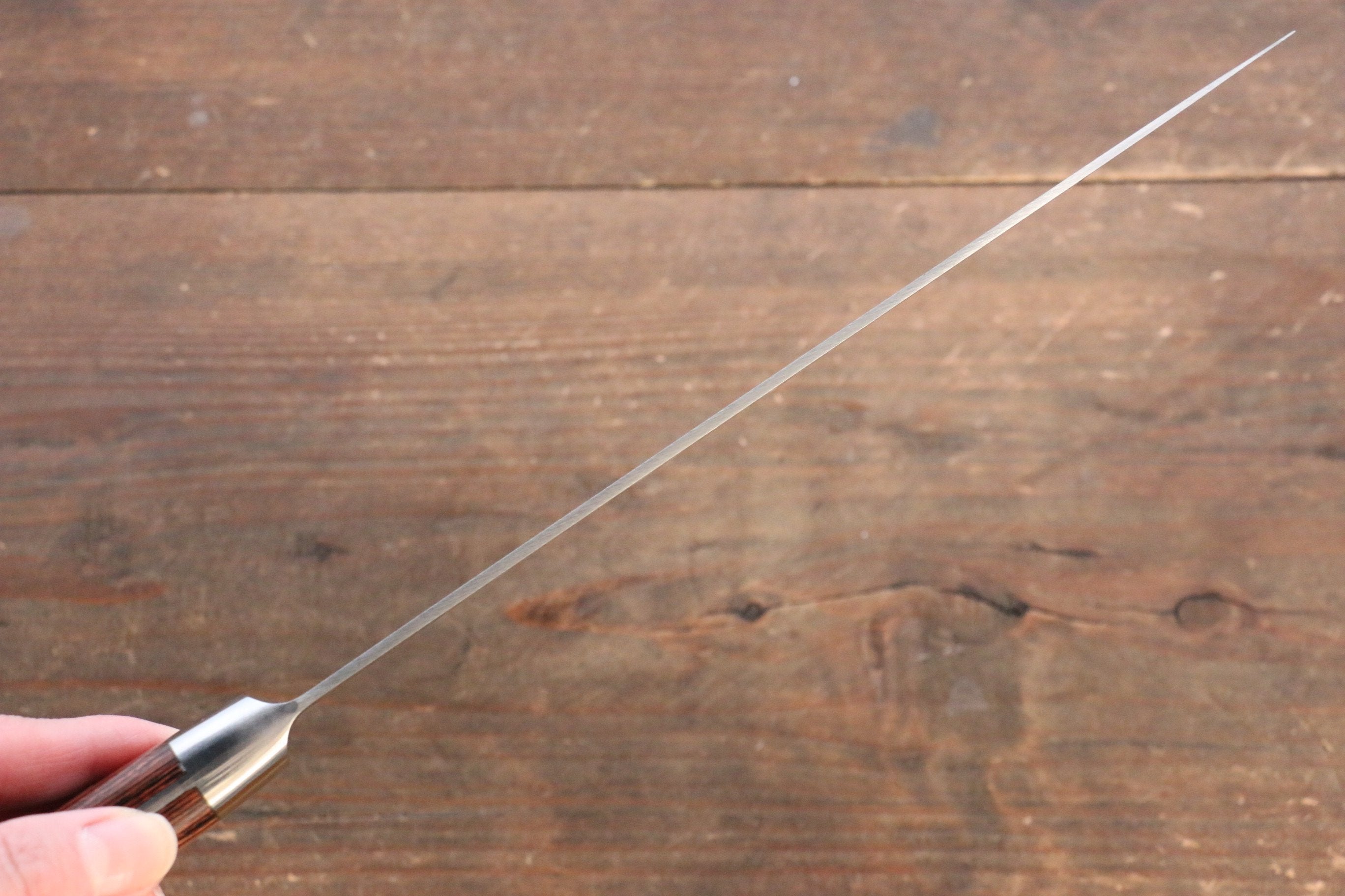 Iseya Molybdenum Steel Petty Japanese Chef Knife 120mm & Gyuto Knife 210mm with Mahogany Packer wood Handle Set (Ferrel : Stainless Steel) - Japanny - Best Japanese Knife