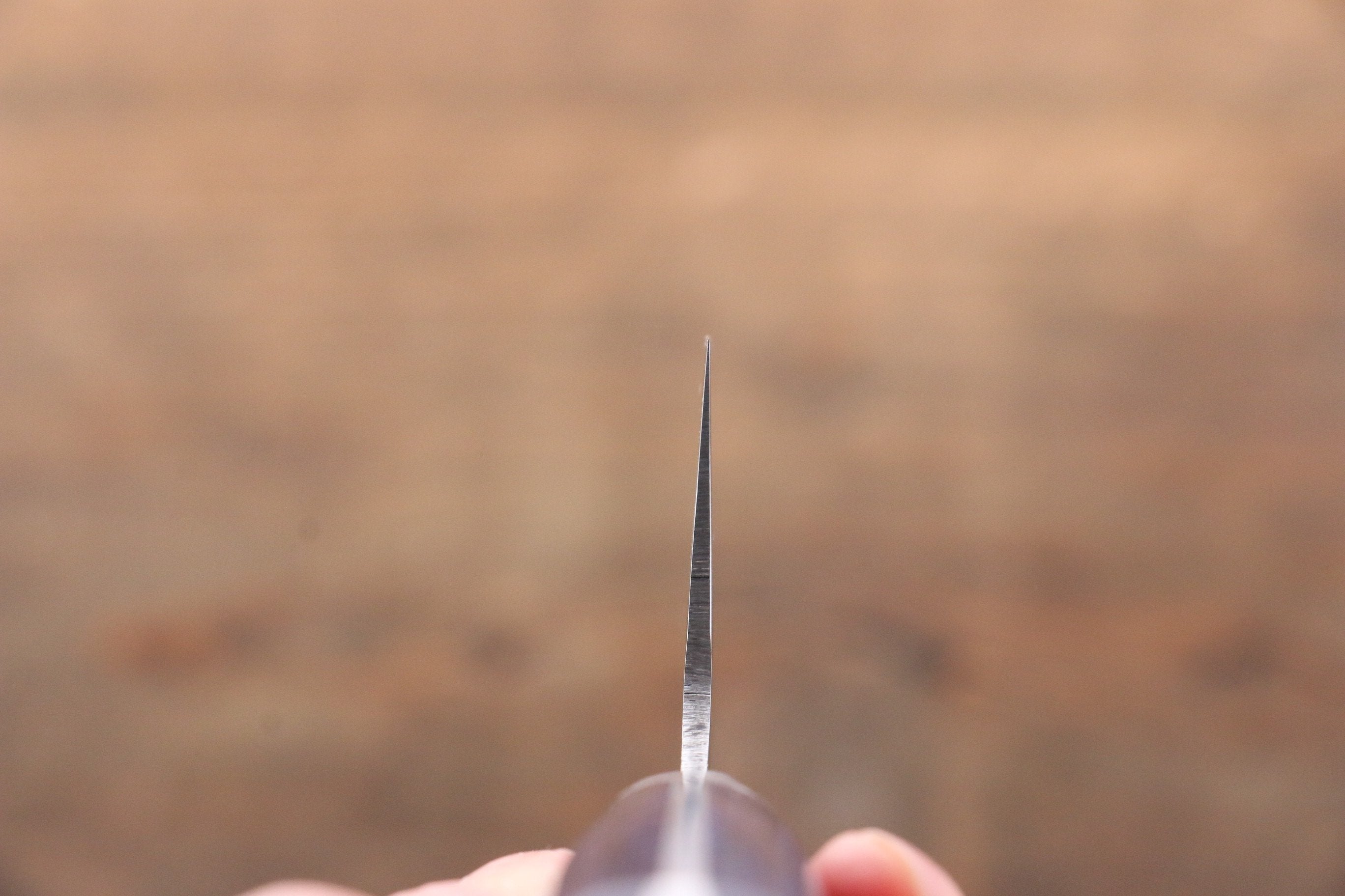 Seisuke Aotsuchi AUS10 Hammered Kiritsuke Santoku 195mm Blue Pakka wood Handle with Sheath - Japanny - Best Japanese Knife