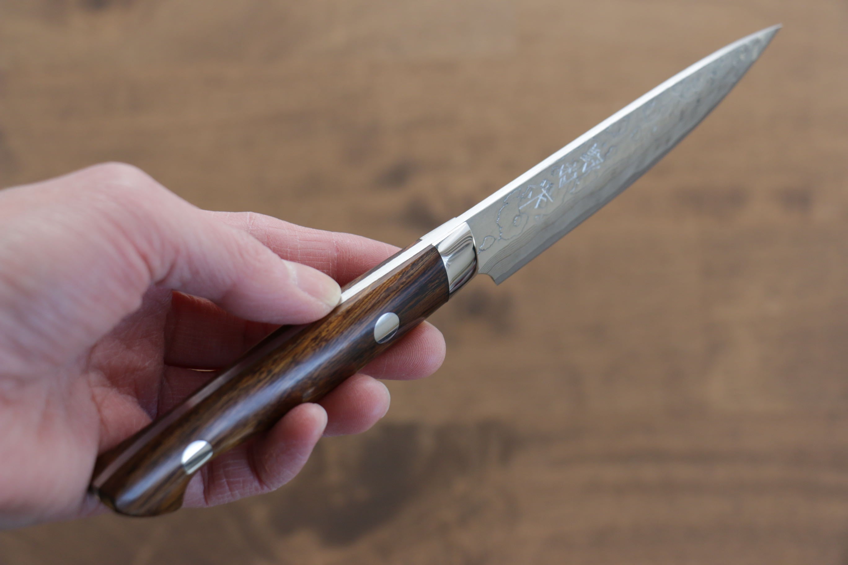 Kazuo Nomura VG10 Damascus Petty-Utility 100mm Ironwood Handle - Japanny - Best Japanese Knife