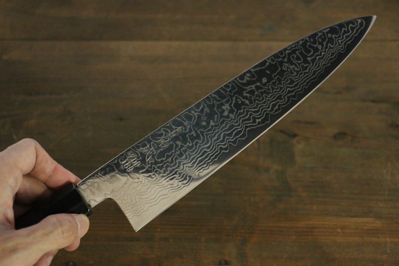 Sukenari ZDP189 Damascus Gyuto 210mm Shitan Handle - Japanny - Best Japanese Knife