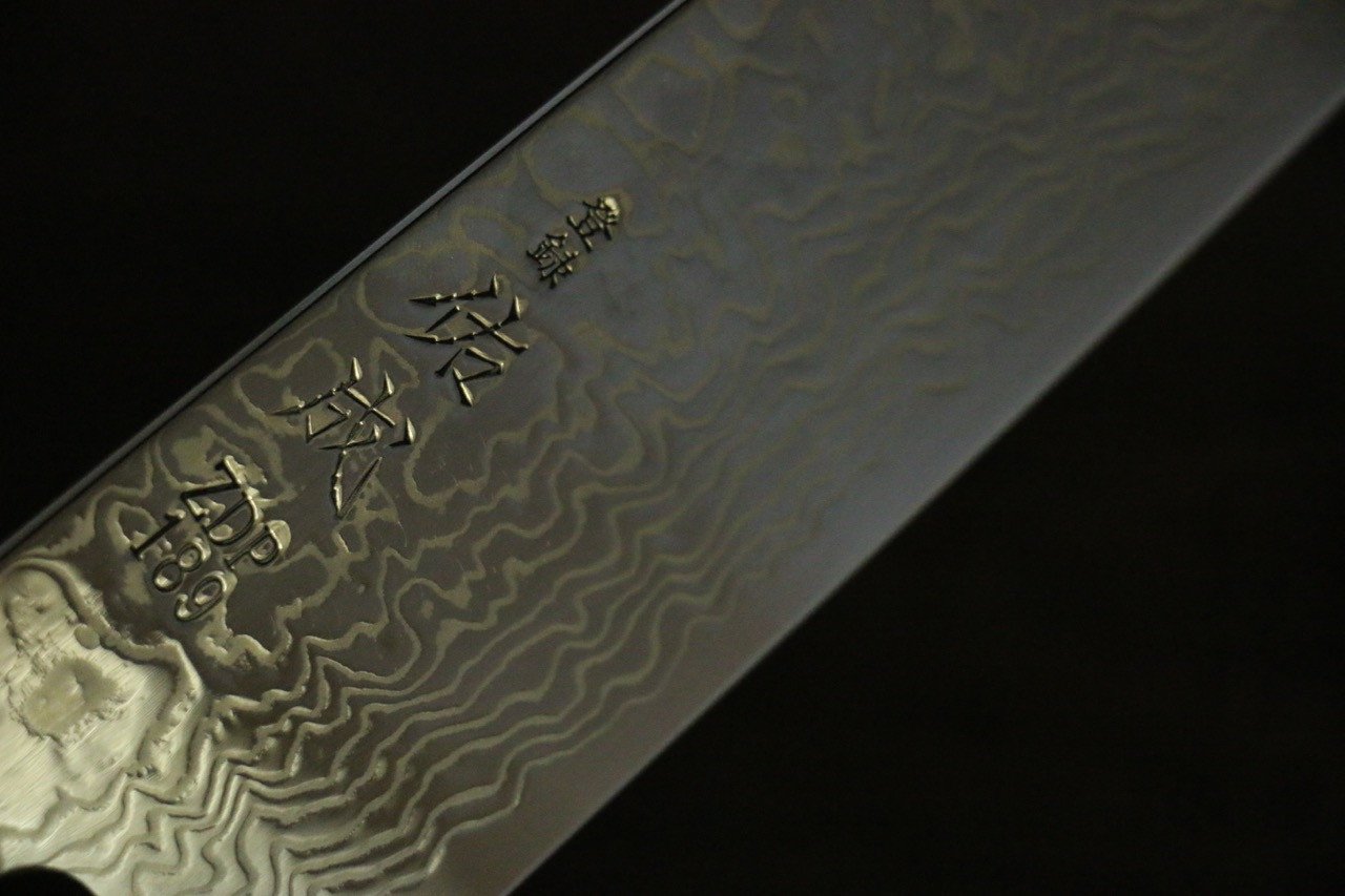 Sukenari ZDP189 Damascus Gyuto 210mm Shitan Handle - Japanny - Best Japanese Knife